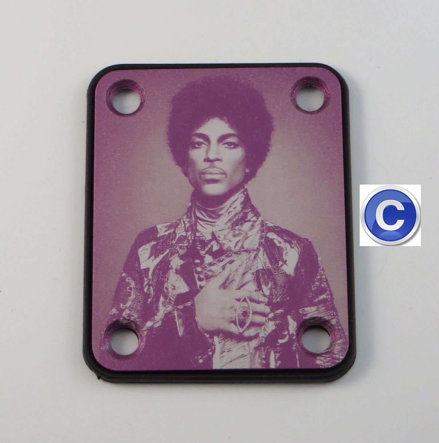 Prince Tribute Purple Guitar Neck Plate   Choose Design   Custom Engraved   Standard 4 Bolt