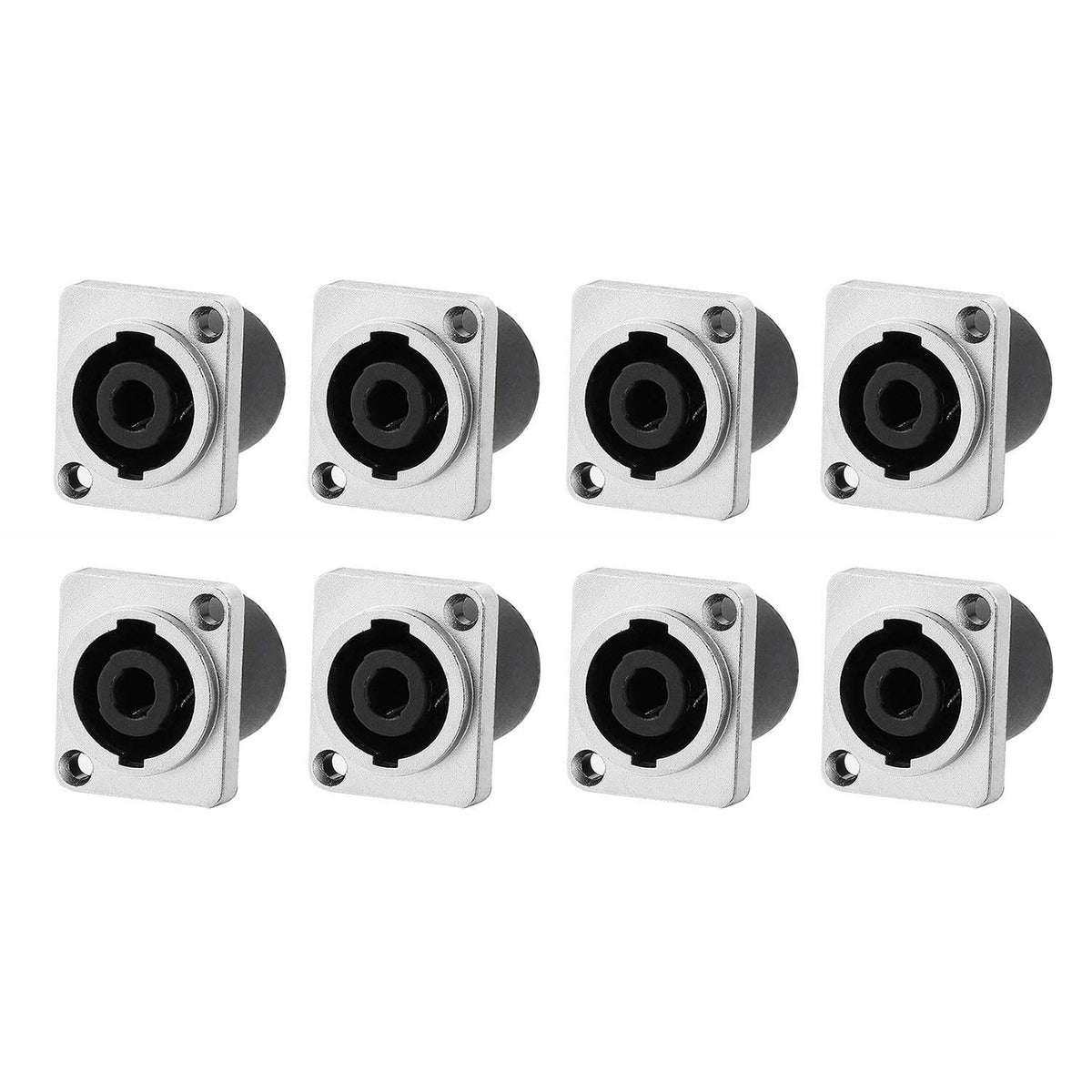 Yuyaokk 8 Pack Speakon Panel Mount Socket Rectangle(Square), 4 Pole Audio Speaker Jack Twist Lock Compatible With Speakon Nl4Mp,