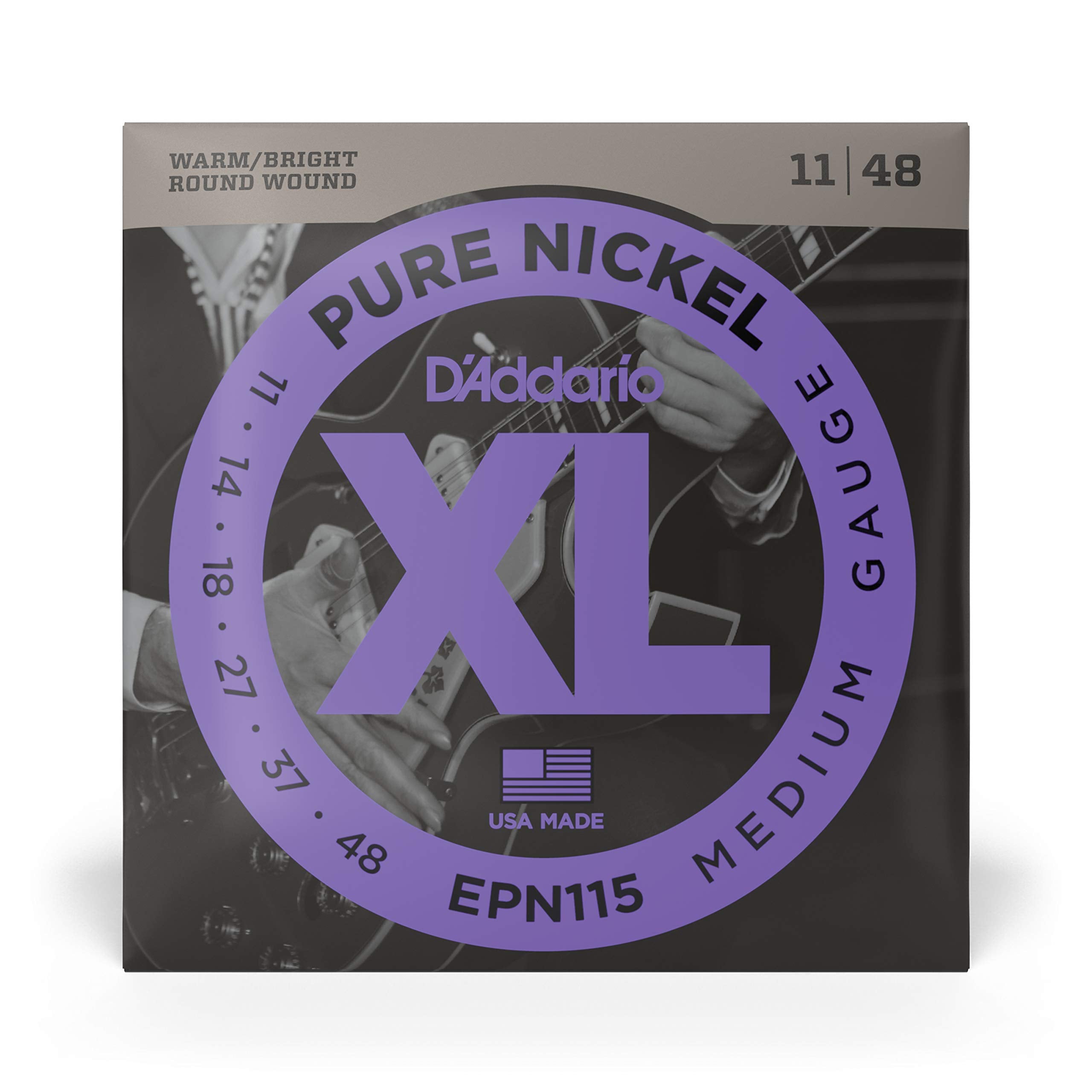 D'Addario Guitar Strings   Xl Pure Nickel Electric Guitar Strings   Round Wound   Warm, Bright, Vintage Sound   Epn115   Blues/J