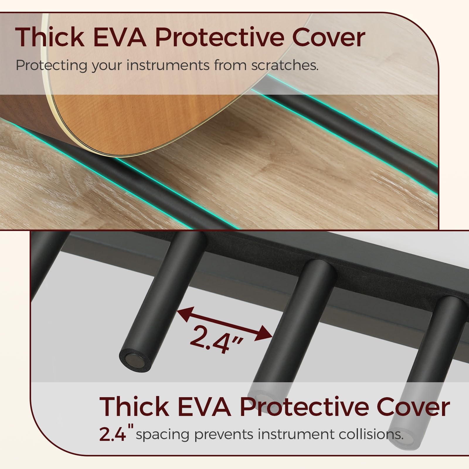 Mahancris Guitar Stand, Guitar Holder For 6 String Instruments, Suitable For Acoustic Guitar, Bass, Guitar Rack With Side Shelve