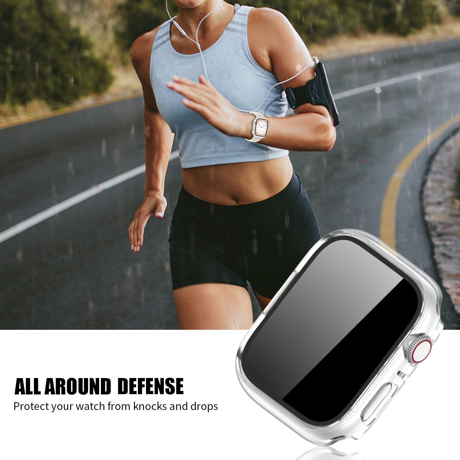 Commuter Screen Protector 4 Pack For Apple Watch Se/6/5/4 40Mm, Hard Pc Ultra Thin Cover Built In Tempered Glass Film, Black/Cle