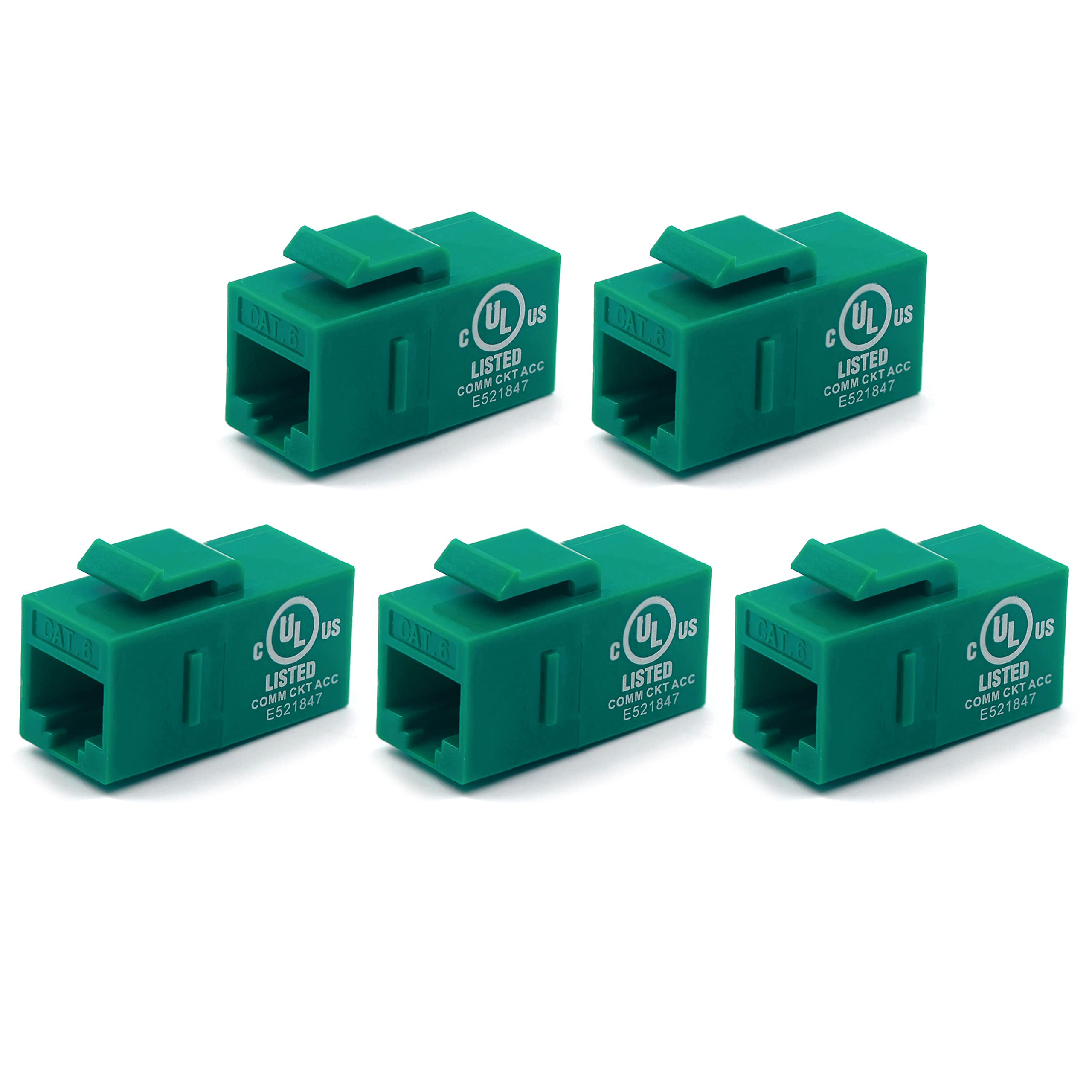Vce Rj45 Cat6 Keystone Inline Coupler Ul Listed 5 Pack, Female To Female Poe Ethernet Cable Extender Utp For Cat6/Cat5E/Cat5 Cab