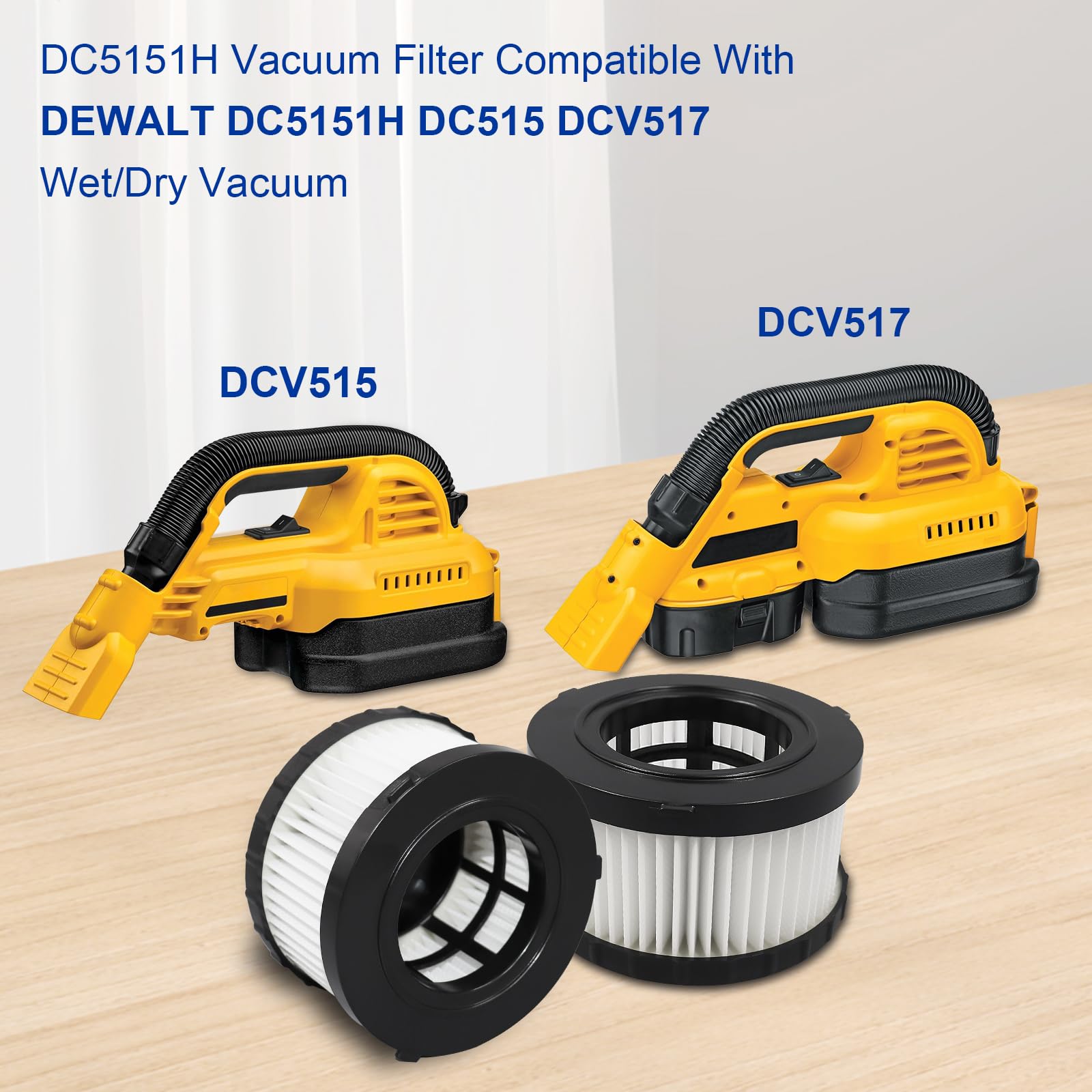 Dc5151H Replacement High Efficiency Filter For Dewalt Dc5151H Dc515 Dcv517 Dcv517B Wet Dry Vacuum, Washable Reusable Vacuum Filt