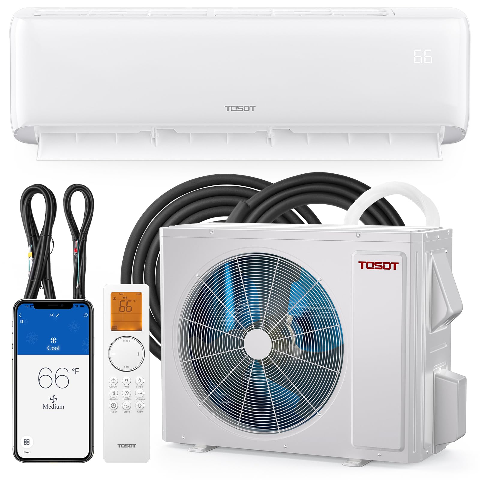 TOSOT 33,600 BTU Mini-Split Air Conditioner and Heating System, 21 SEER2 Wifi-Enabled Ductless Inverter AC Unit with 16ft Copper