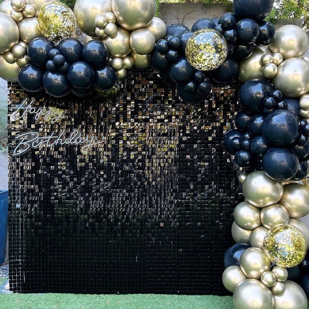 Shimmer Wall Backdrop Black Backdrop Decoration Mirror Backdrop Sequin Panels Shimmer Panels(Pack Of 12) Photo Backdrops For Bir