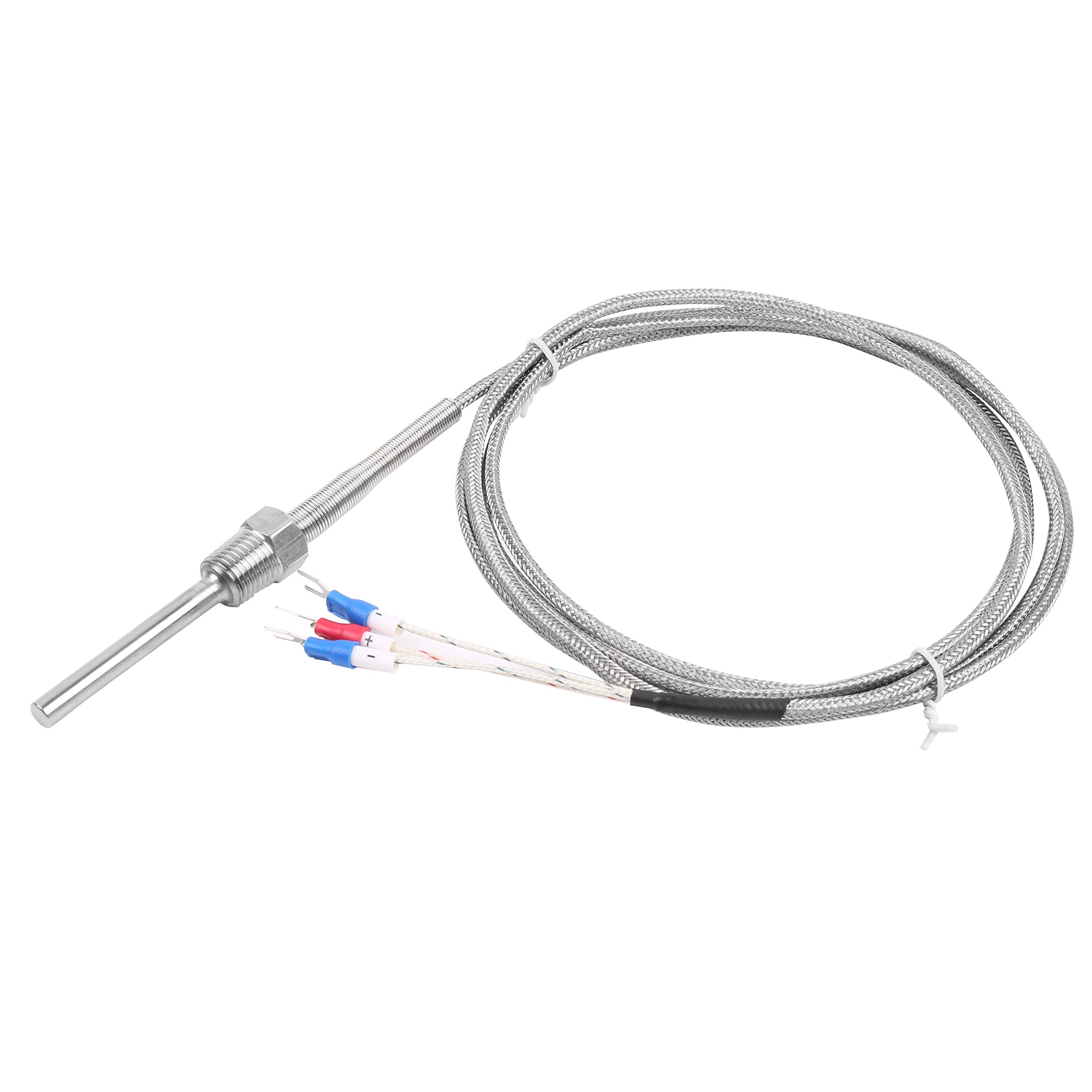 Waterproof Rtd Pt100 Temperature Sensor   Jaybva Stainless Steel 3 Wire Thermistor Probe For Pid Temperature Controller Npt 1/4'