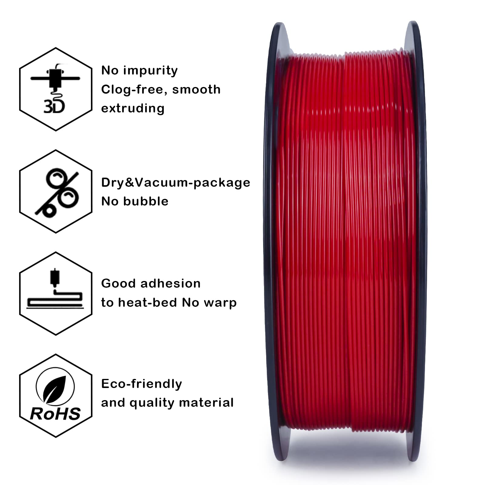 Ziro Pla Filament 175Mm,3D Printer Filament Pla Pro Basic Color Series 175Mm 1Kg(22Lbs), Dimensional Accuracy +  003Mm,Red