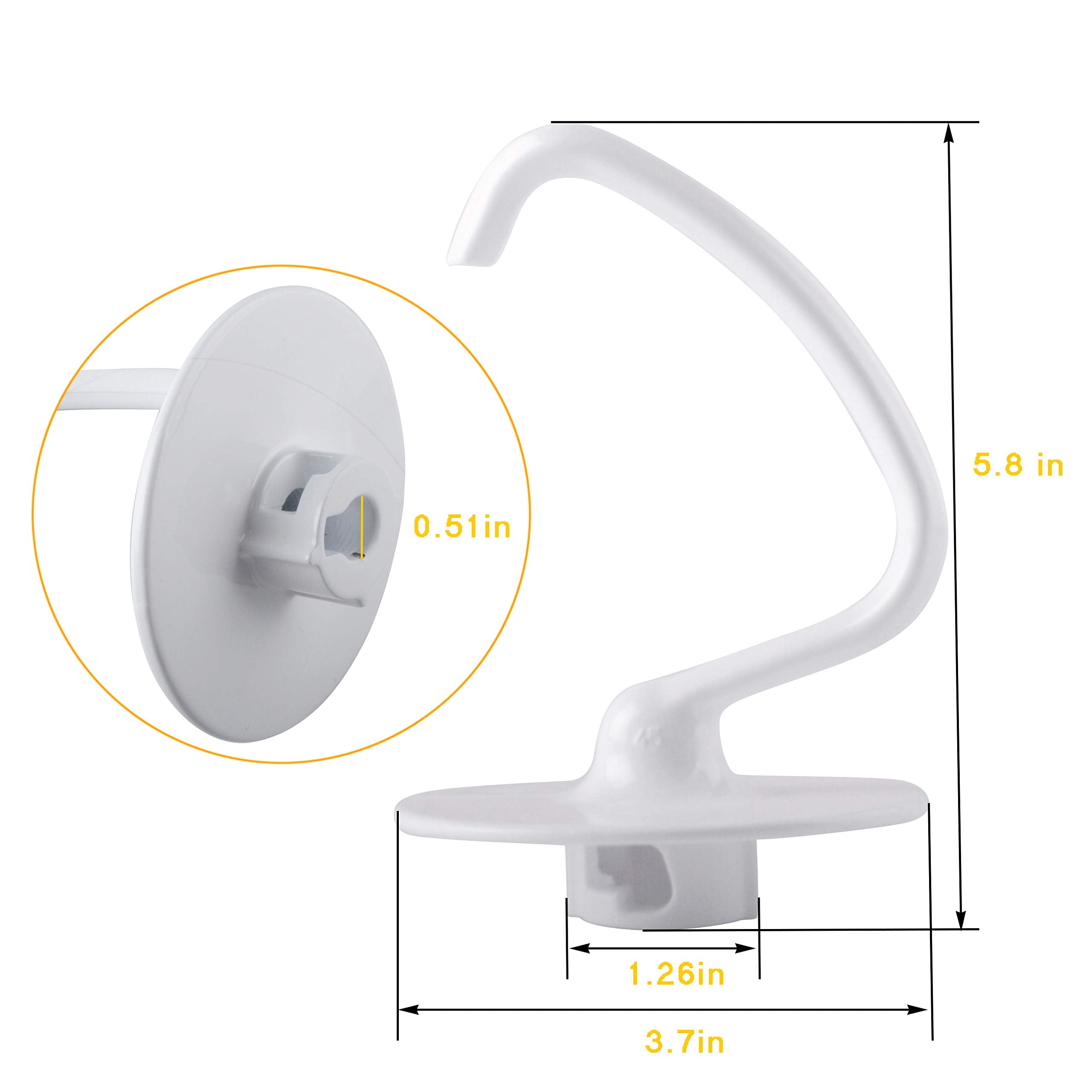 K45Dh C Dough Hook Replacement Compatible With Kitchen Aid K45 K45Ss Ksm90 Ksm110 Ksm150 Ksm75 4.5 Qt Tilt Head Stand Mixers Att
