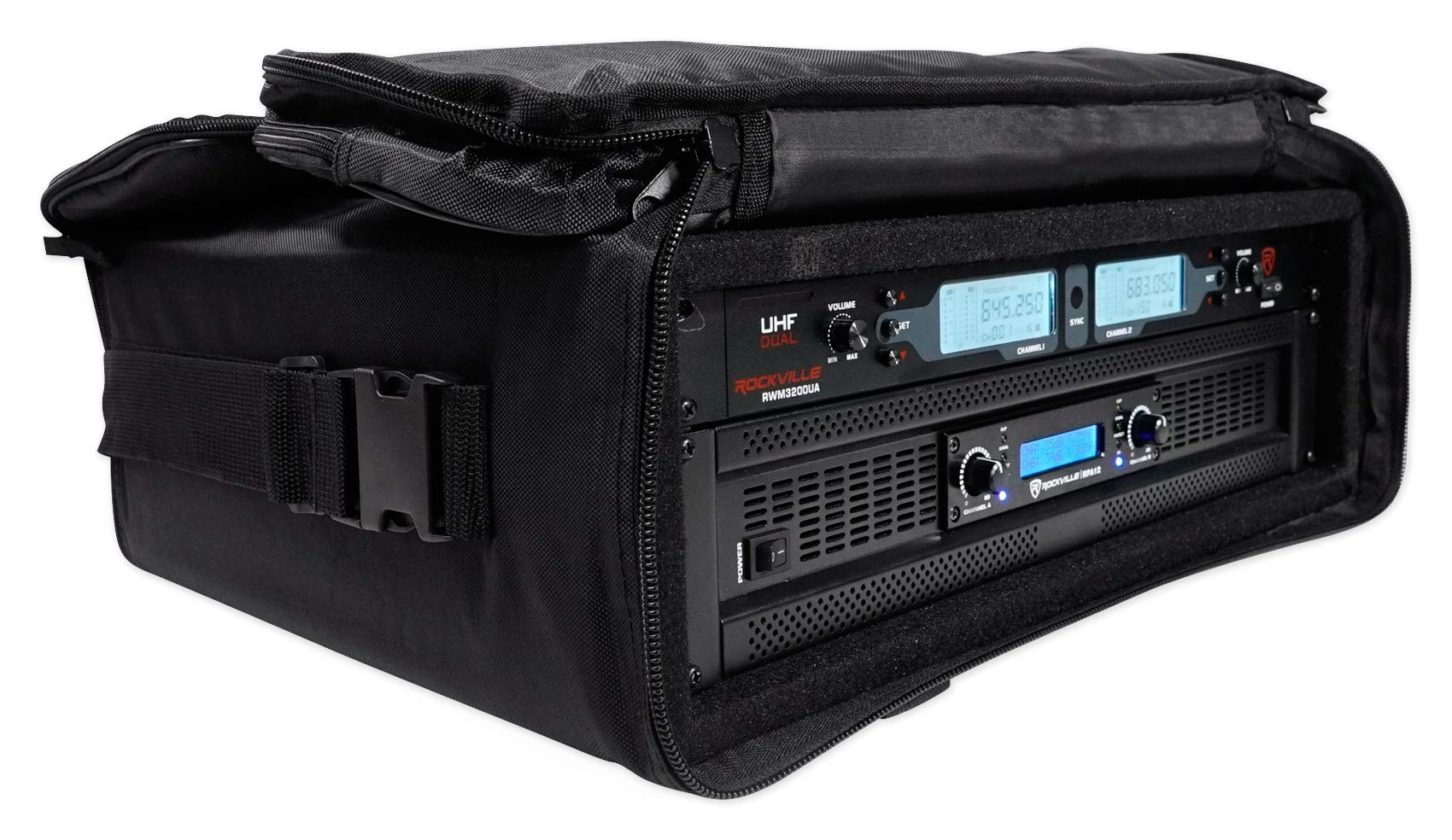 Rockville 3U Rack Bag Double-Sided Case With 16 Depth + Shoulder Strap (Rrb35) Black