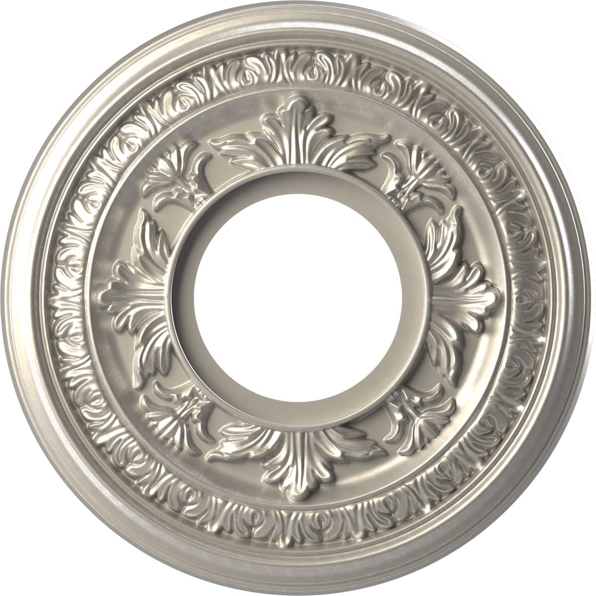 Ekena Millwork CMP10BABAL Baltimore Thermoformed PVC Ceiling Medallion (Fits Canopies up to 4 1/4), 10OD x 3 1/2ID x 3/4P, Brigh