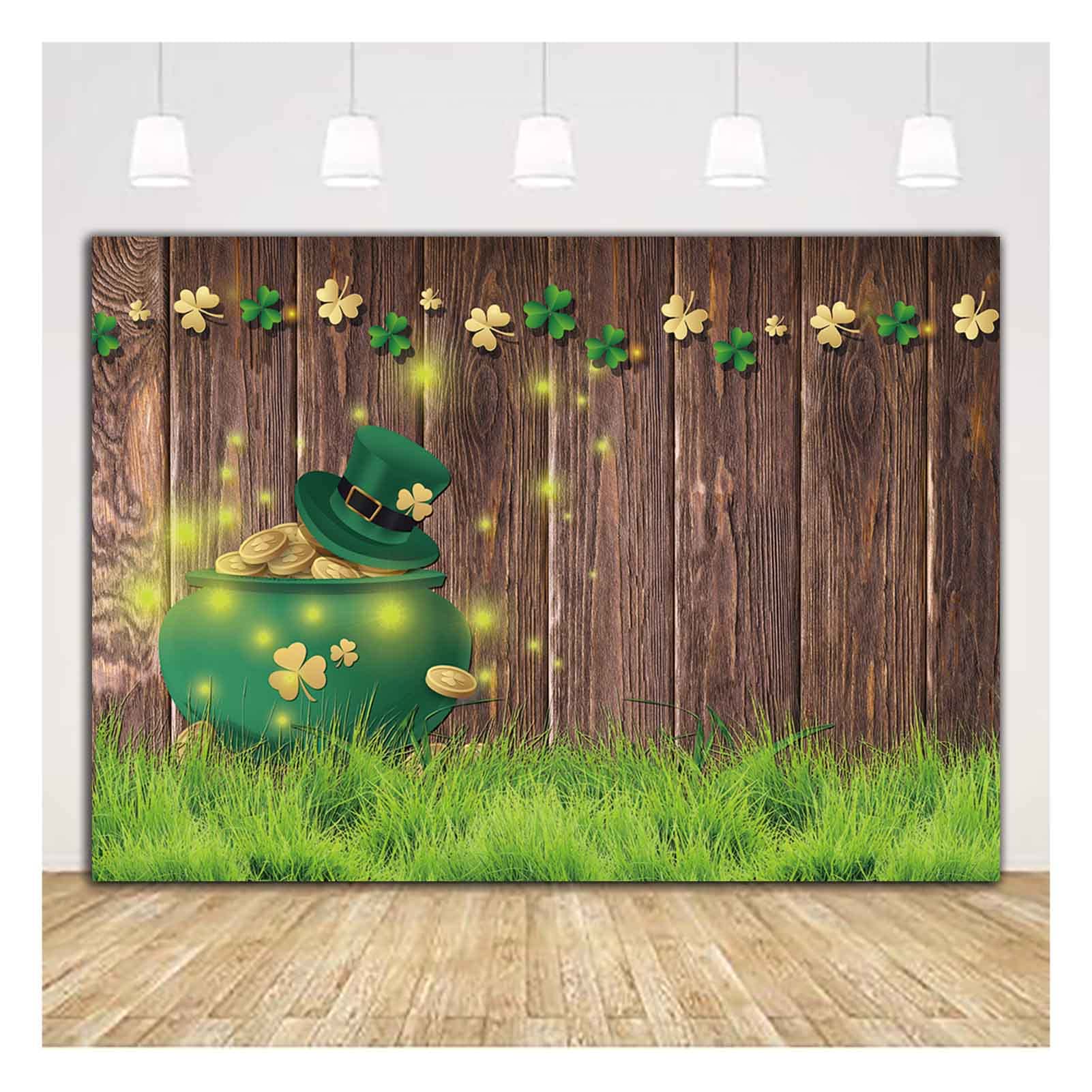 Happy St Patrick'S Day Background Lucky Irish Shamrock Board Photography Backdrop For Baby Shower Birthday Party Decor Banner 7X5Ft