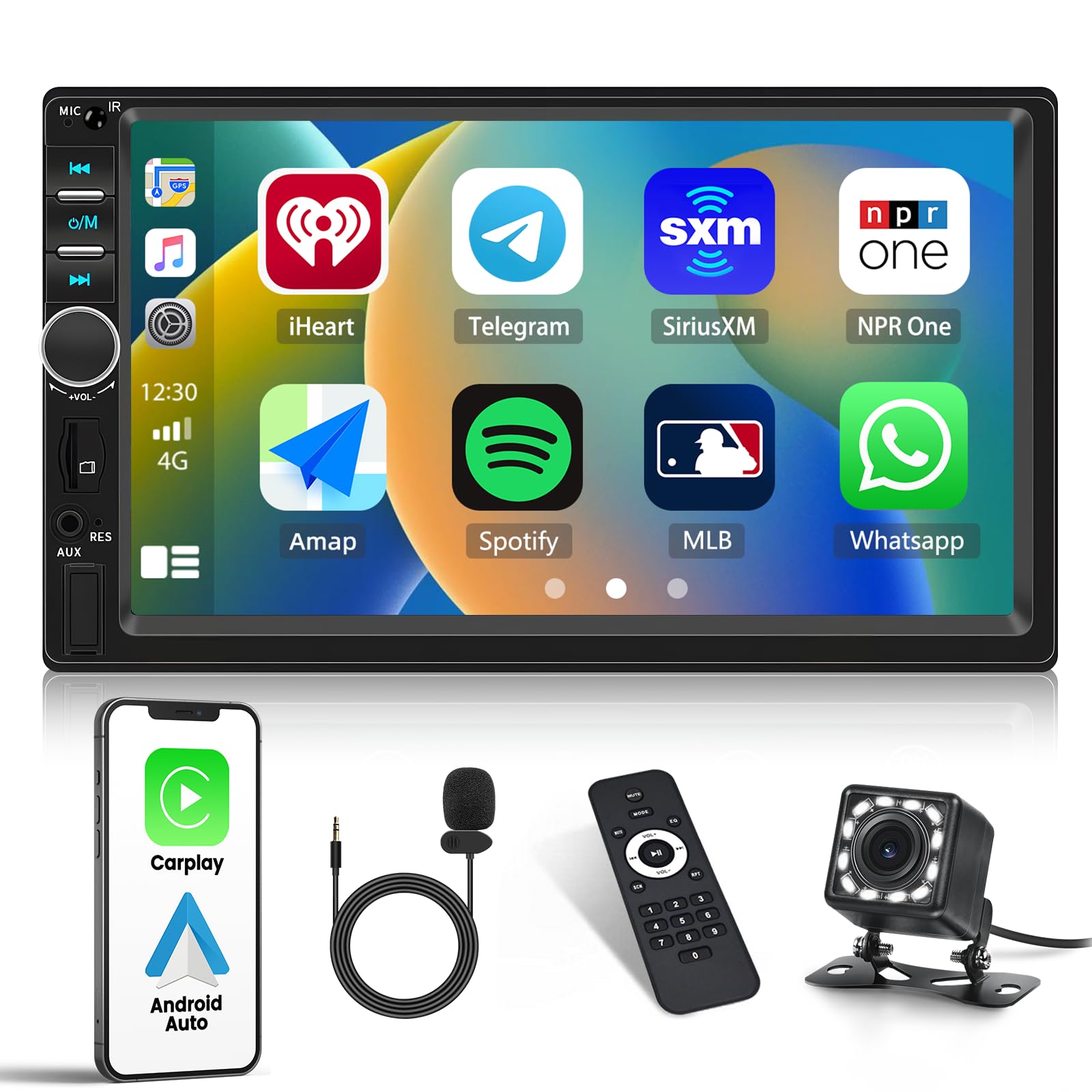Universal Double Din Car Stereo 7 Inch Touchscreen With Carplay Android Auto Mirror Link Fm Receiver Multimedia Player Head Unit