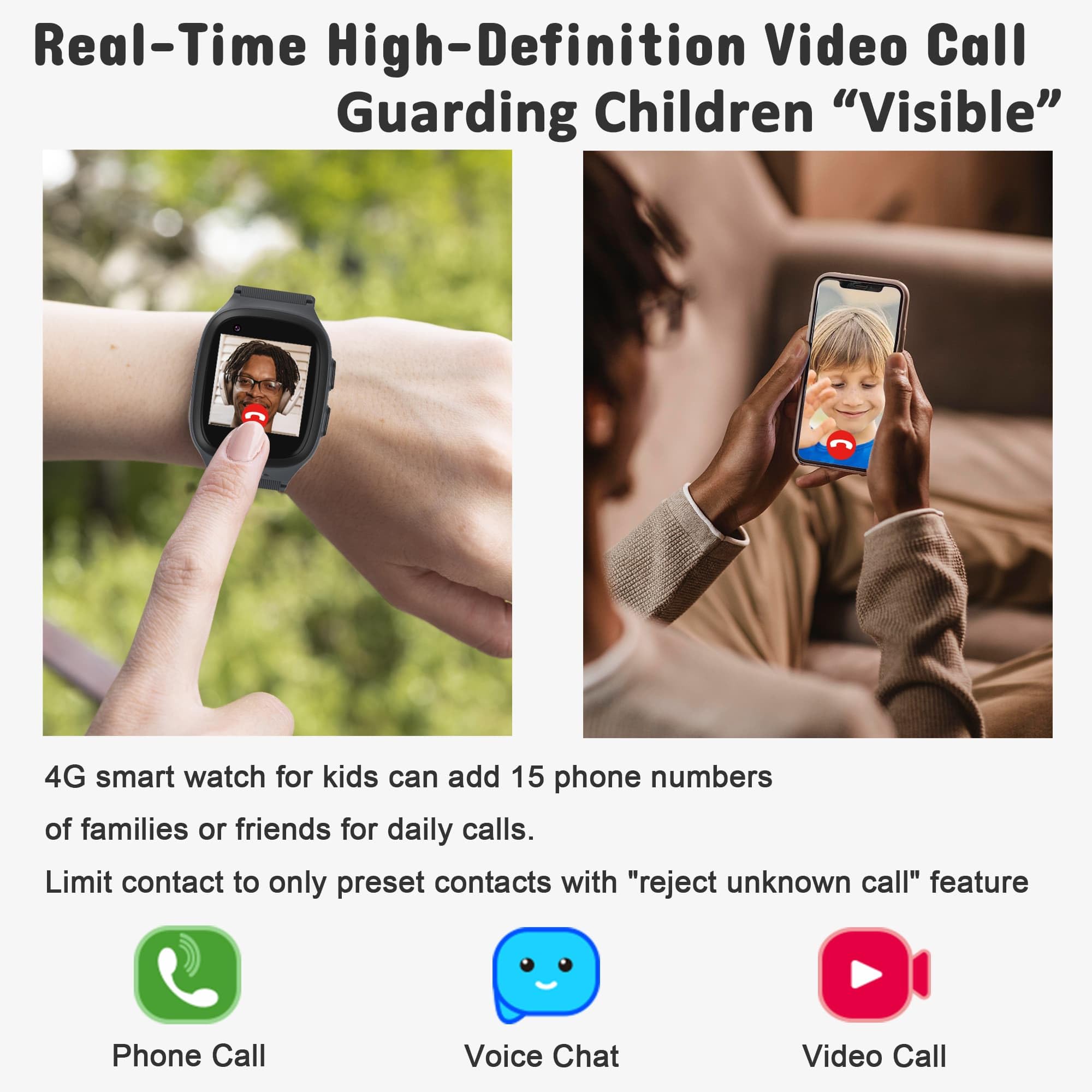 Kids Smart Watch Boys With Gps Tracker & Video Calling 4G Kids Cell Phone Watch Age 5-12, One-Key Sos Call Voice Chat Camera Ala