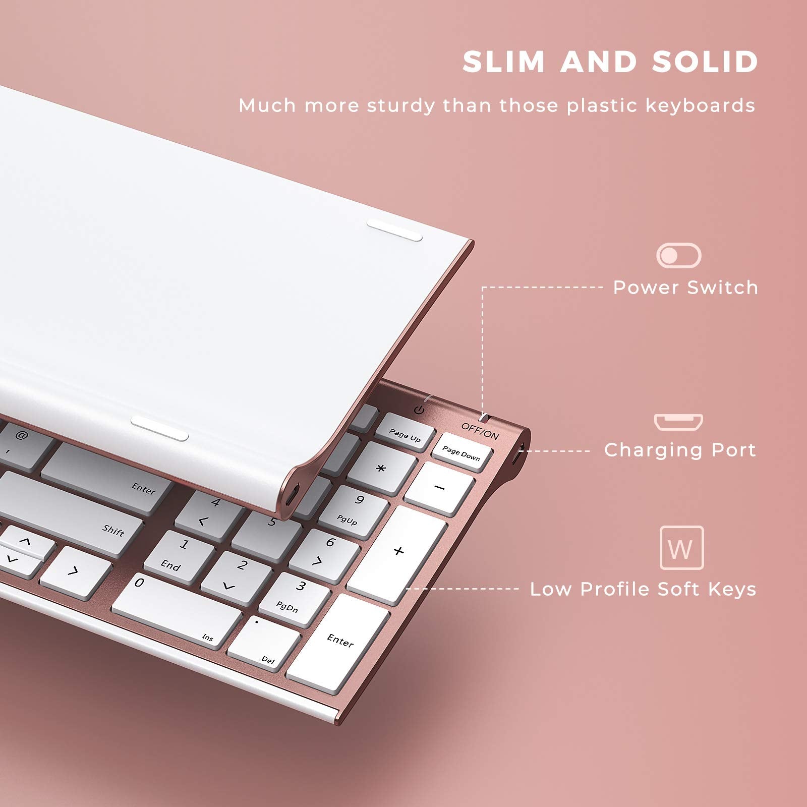 Rose Gold Wireless Keyboard Mouse, Seenda Slim Low Profile Keyboard And Mouse Set With Silent Keys Portable Size For Windows 7/8/10/11 Pc Laptop Computer