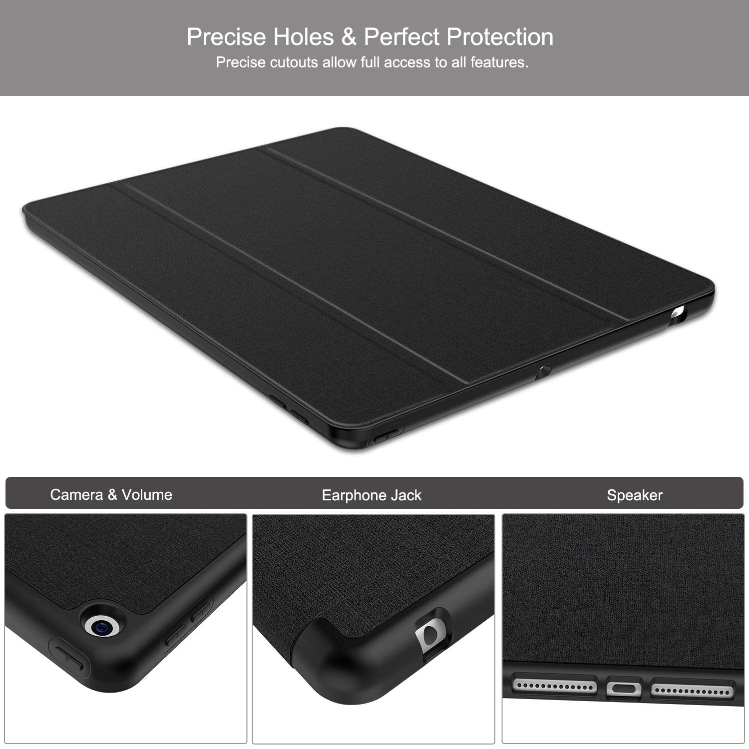 Soke For Ipad 10.2 Case With Pencil Holder For Ipad 9Th Generation 2021/8Th Gen 2020/7Th Gen 2019 Premium Shockproof Case With Soft Tpu Back Cover & Auto Sleep/Wake For Ipad 10.2 Inch,Black