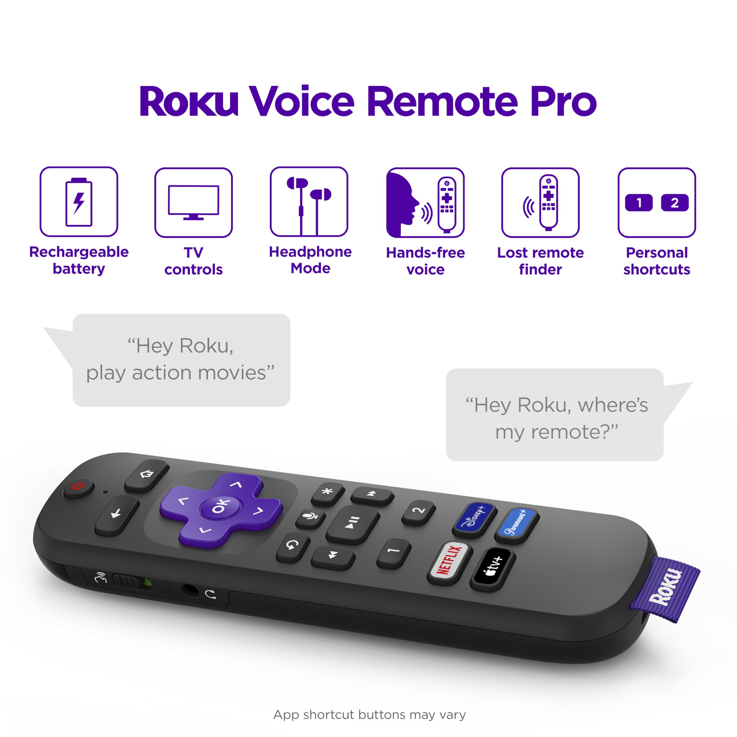 Roku Ultra | The Ultimate Streaming Device 4K/Hdr/Dolby Vision/Atmos, Rechargeable Roku Voice Remote Pro, Ethernet Port, Hands F