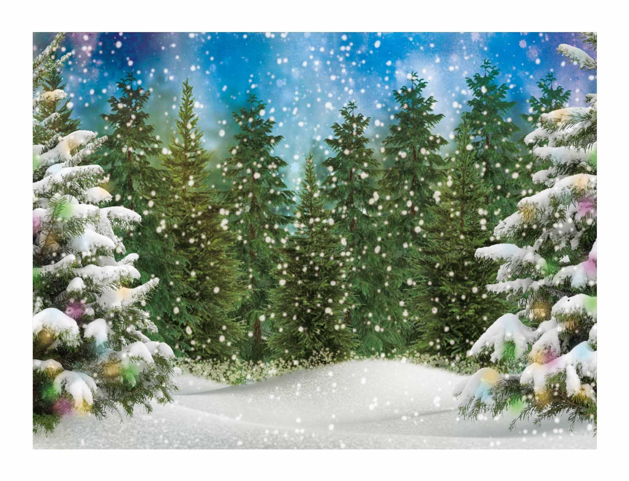 Funnytree 8X6Ft Winter Forest Landscape Photography Backdrop Snowy Christmas Pine Tree Background Natural Scene Xmas Party Wall Decoration Supplies Photo Booth
