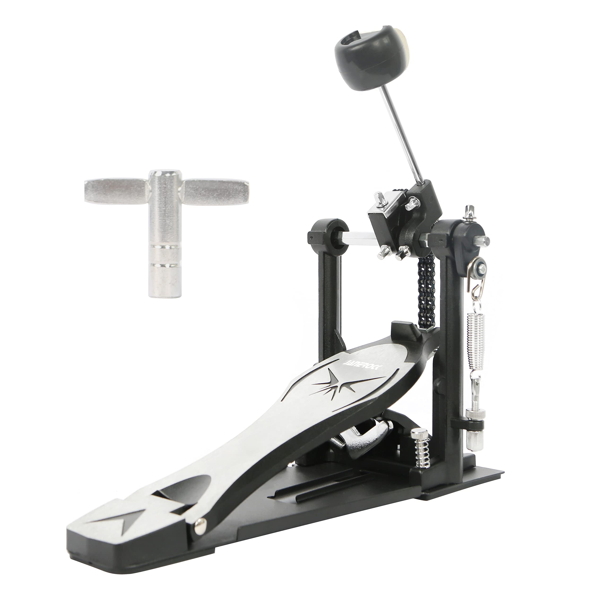Drum Pedal,Janerock Bass Drum Pedal Double Chain Pedal Single Pedal Hammer Suitable For Drum Set And Electronic Drums