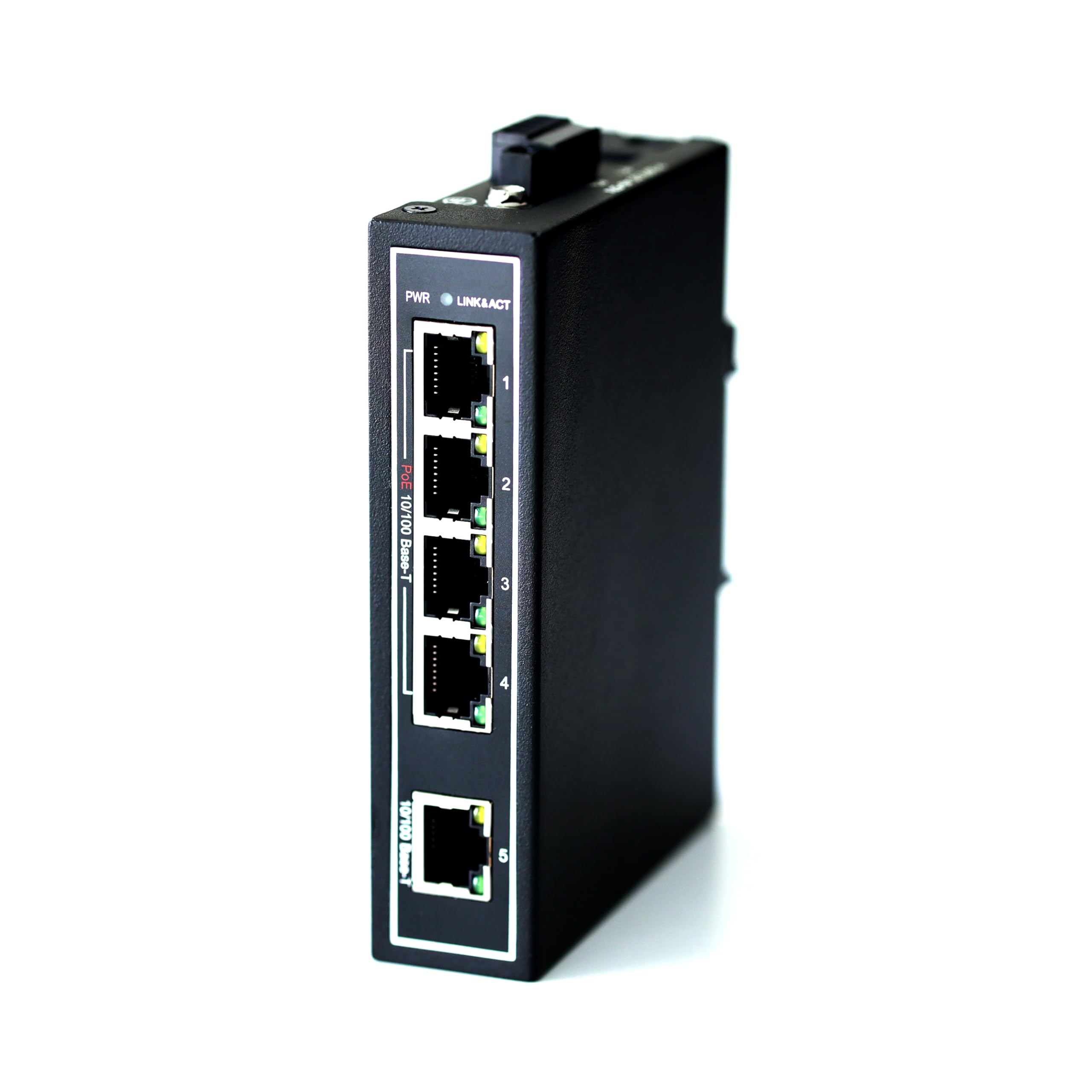 WIWAV WDH-5ET-POE 10/100Mbps Unmanaged 5-Port PoE Industrial Ethernet Switches with DIN Rail/Wall-Mount (UL Listed,Fanless,-30?~