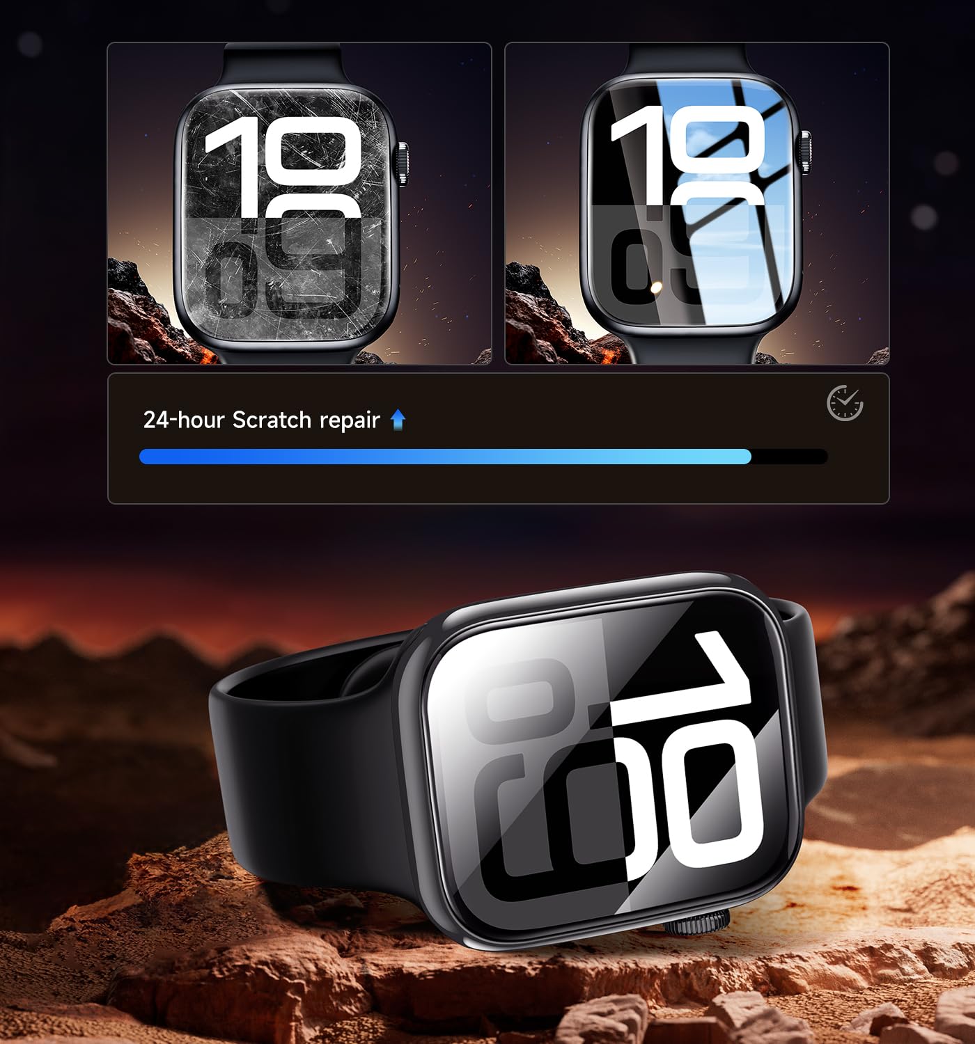 Magic John 2 Pack For Apple Watch Series 10 46Mm(2024) Screen Protector, [Automatic Align Tech] Self Healing Flexible Tpu Film,