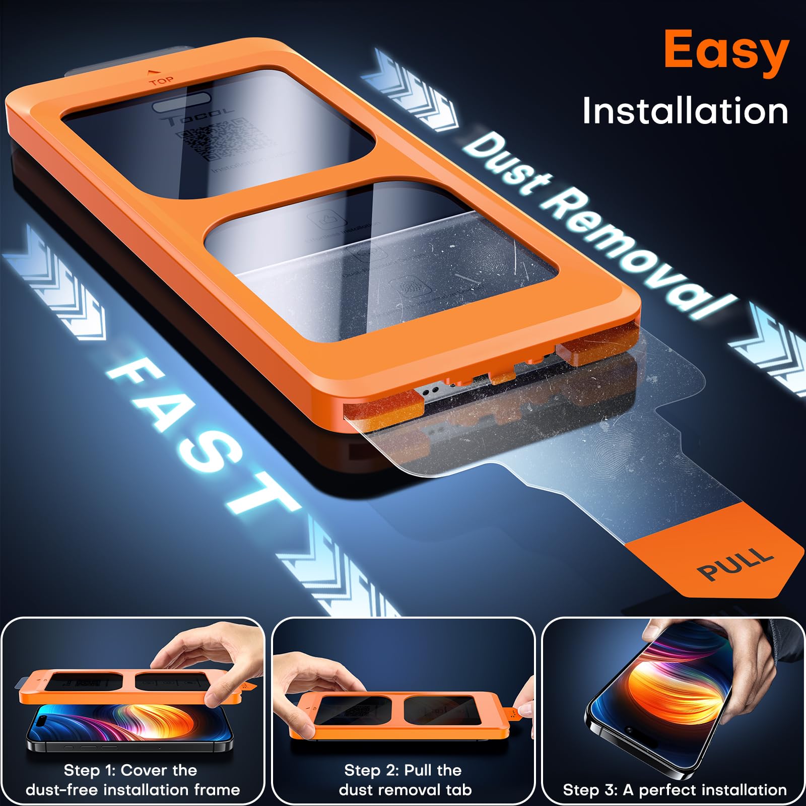 Tocol For Iphone 16 Plus 15 Plus Privacy Screen Protector [True 25Anti Spy], [9H+ Hardness] Tempered Glass Full Coverage Screen