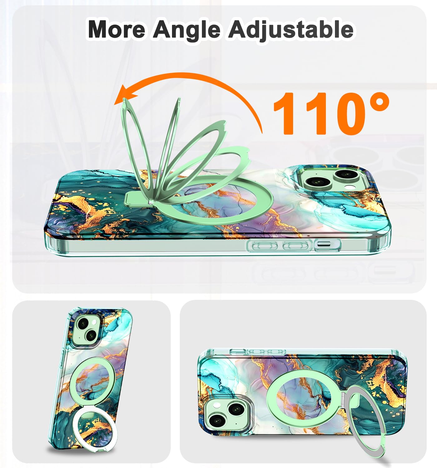 Lamcase For Iphone 13 Case,Iphone 14 Case With Magnetic Invisible Ring Stand [Compatible With Magsafe], Full Body Rugged Slim Wo