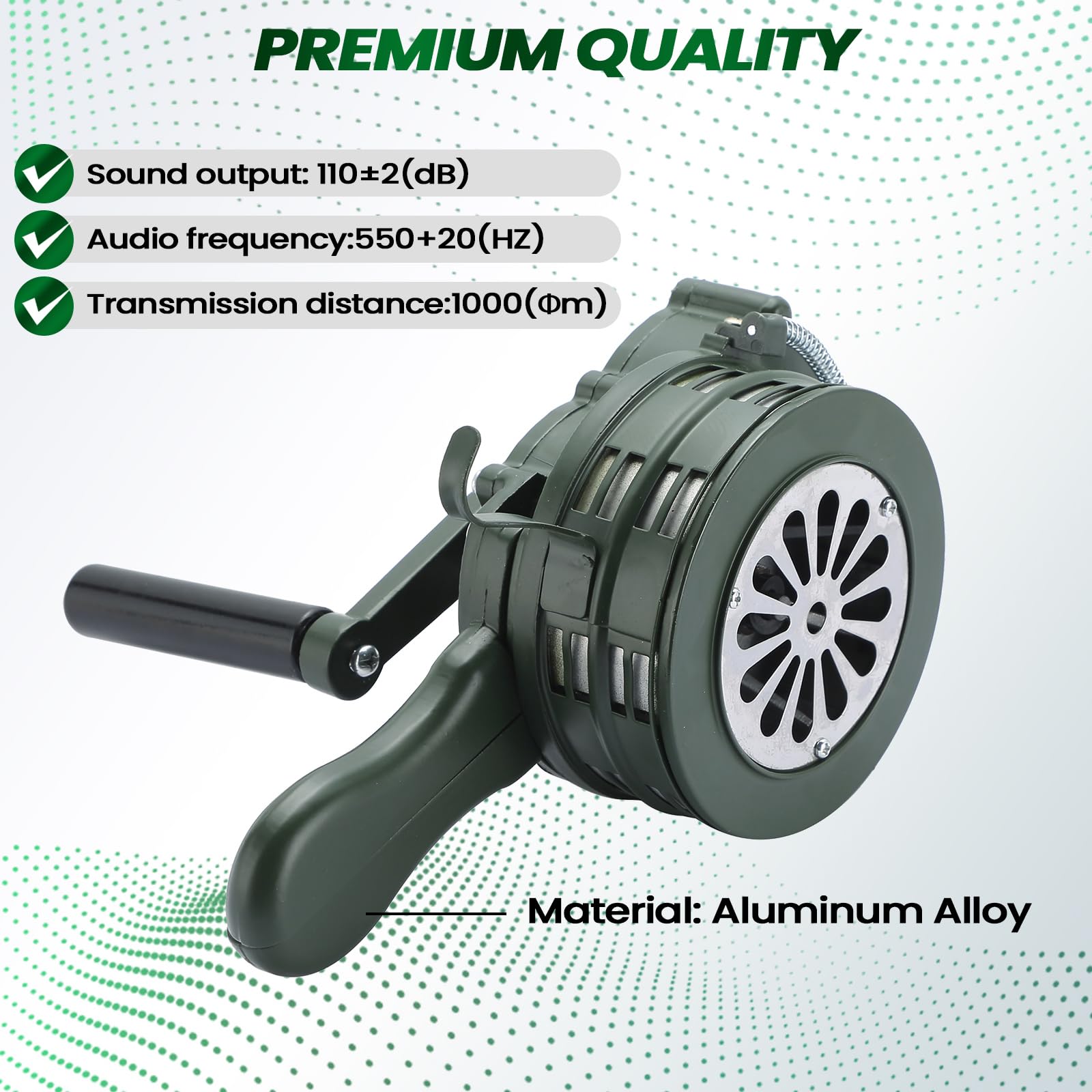 Maopiner Handheld Air Raid Siren, 110Db Hand Loud Crank Operated Air Raid Siren Home Self Protection Security Alarm Siren Alumin