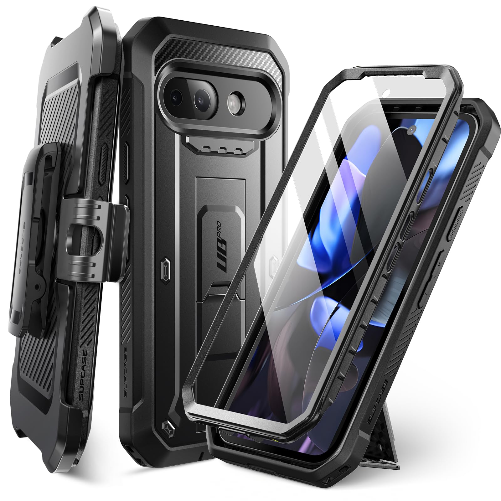 SUPCASE for Google Pixel 9A Case with Screen Protector (Unicorn Beetle Pro), [Built-in Stand & Belt-Clip] [Military-Grade Protec