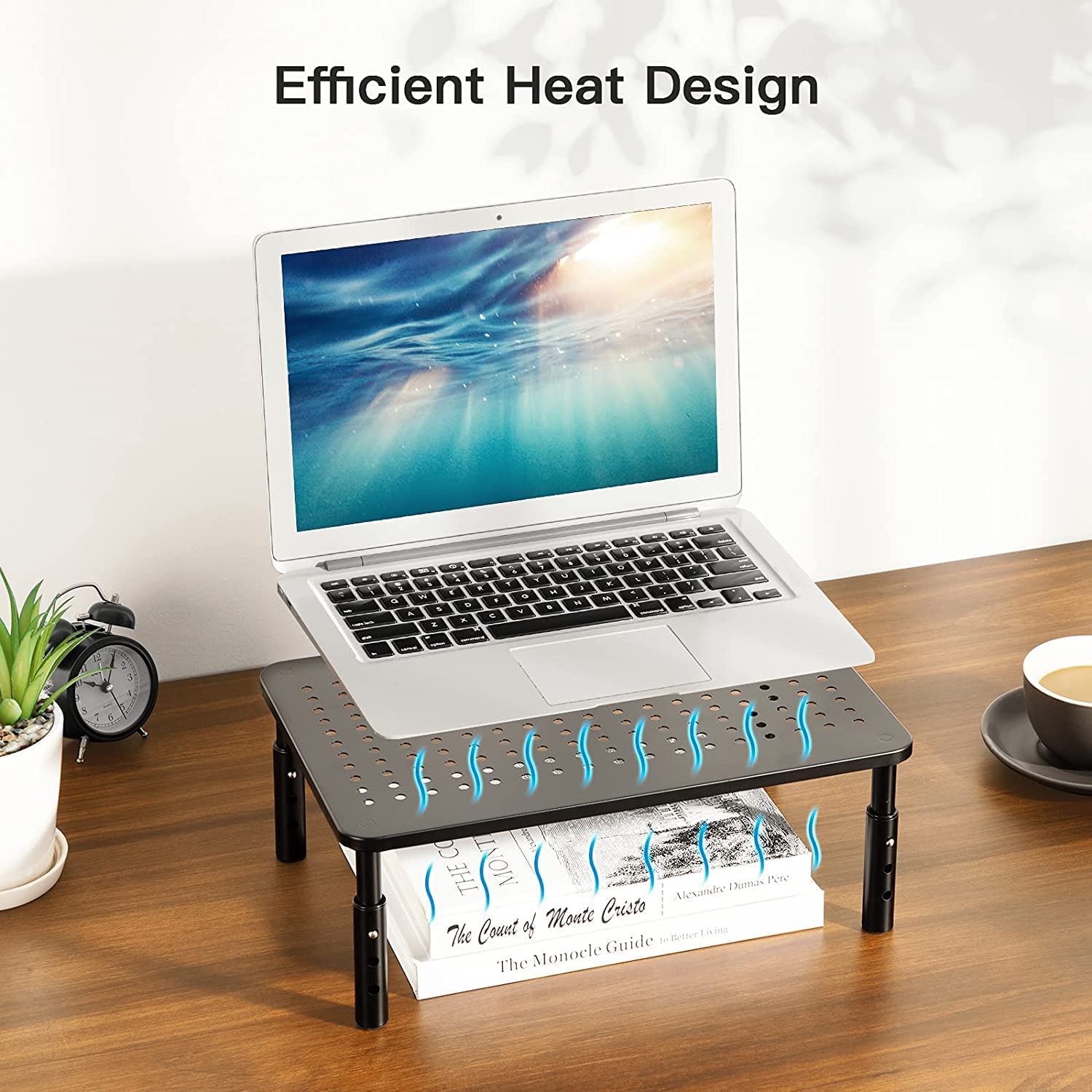 Huanuo Monitor Stand, Monitor Stand Riser 3 Height Adjustable, Monitor Riser With Airflow Vents, Laptop Stand For Desk, Laptop Riser, Desk Organizer For Monitor, 15.6' Laptop, Pc, Printer