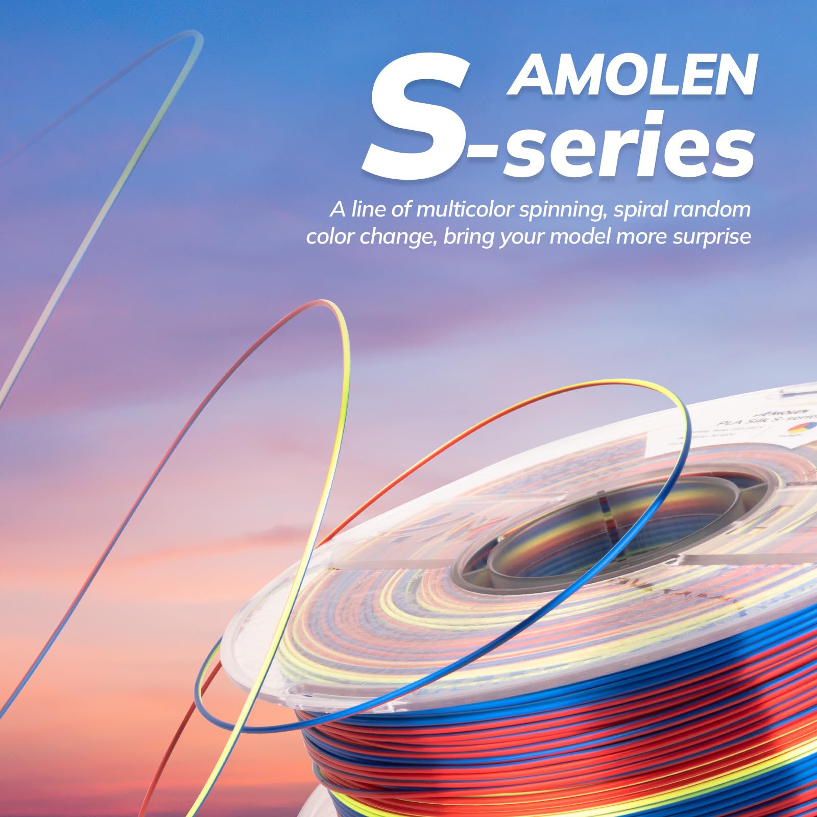 Amolen Silk Pla 3D Printer Filament, Shiny Multicolor Rainbow Twilight Pla Filament 1.75Mm, Fast Color Change Pla 3D Printing Fi
