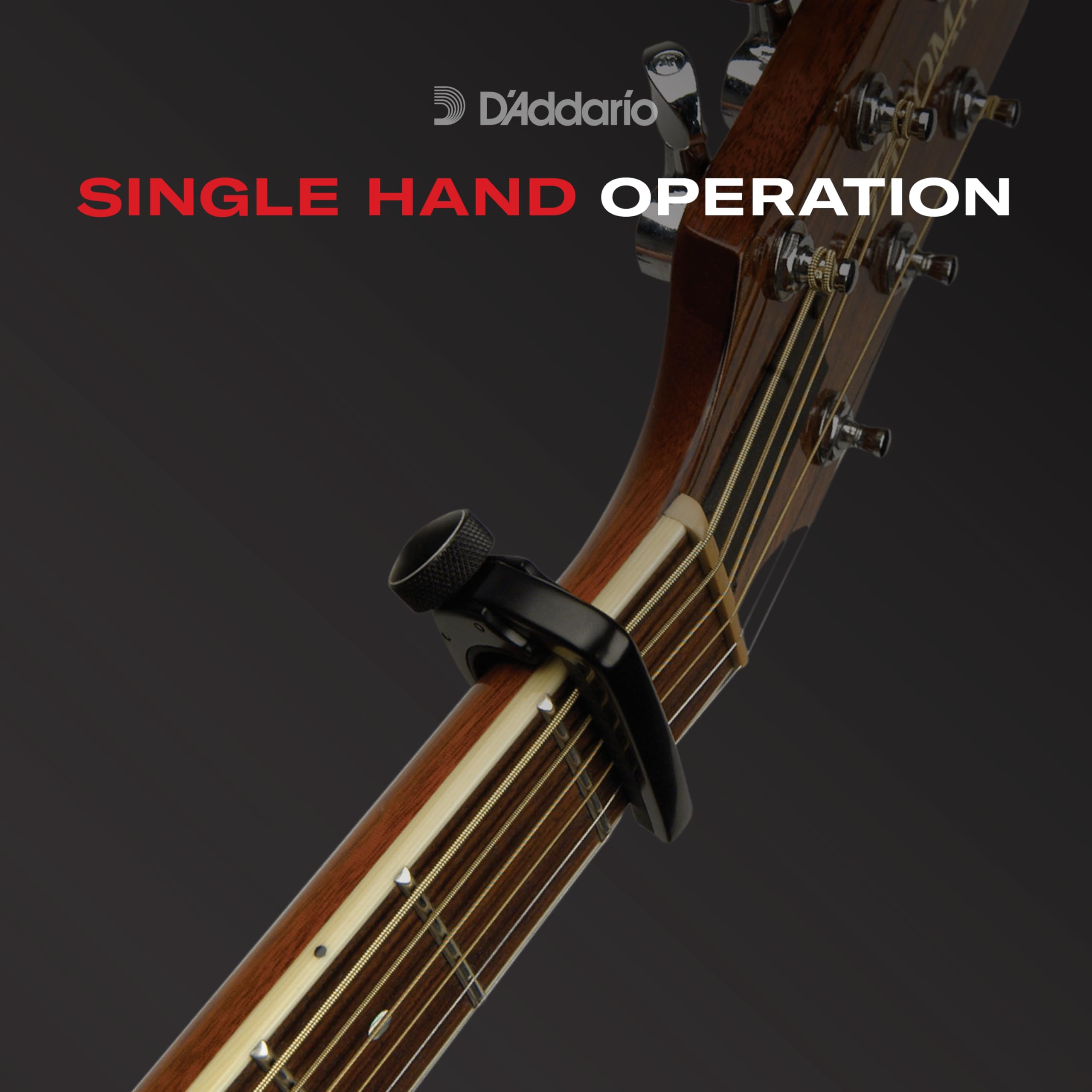 D'Addario Guitar Capo   Pro Plus Capo   Ideal For Acoustic, Electric, Classical, & 12 String Guitars   Black