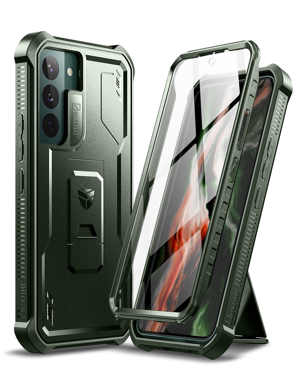 Dexnor For Samsung Galaxy S22 Case, Built In Screen Protector And Kickstand] Heavy Duty Military Grade Protection Shockproof Pro