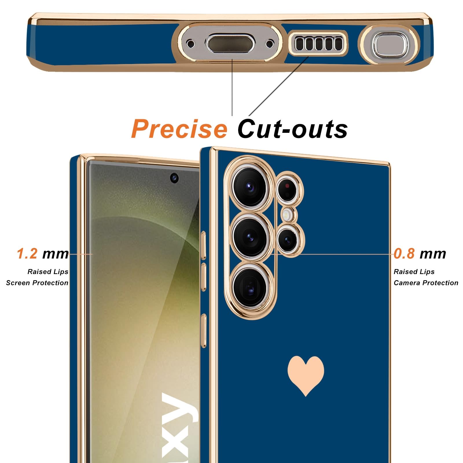 Teageo For Samsung Galaxy S23 Ultra Case For Women Girl Cute Love Heart Luxury Soft Back Cover Raised Full Camera Protection Bum