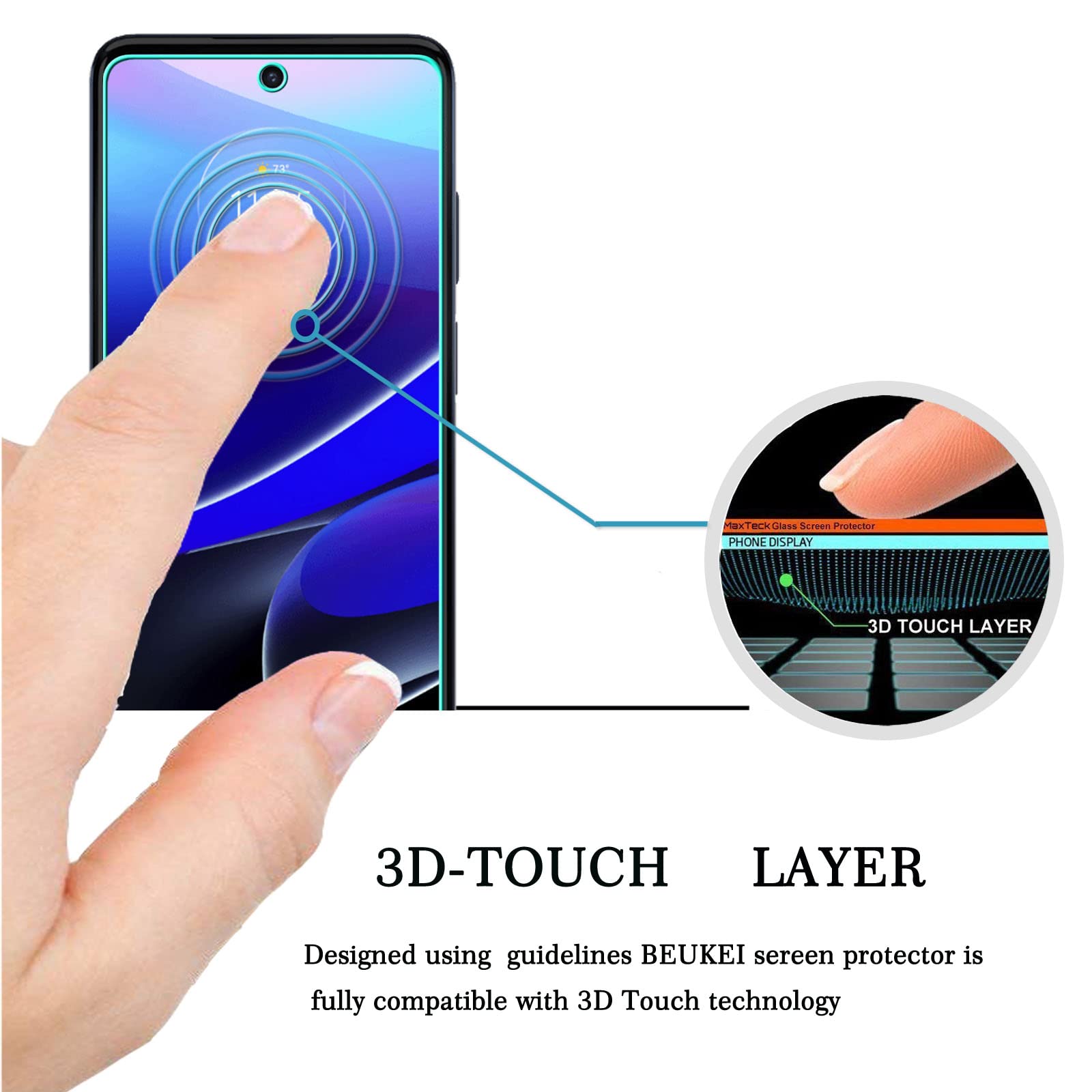 (3 Pack) Beukei Compatible For Motorola Moto G Stylus (2022) / Moto G Stylus 5G (2022) [Not Fit For 2021/2020 Version] Screen Protector Tempered Glass, (6.8 Inch)Touch Sensitive,Case Friendly, 9H Hardness