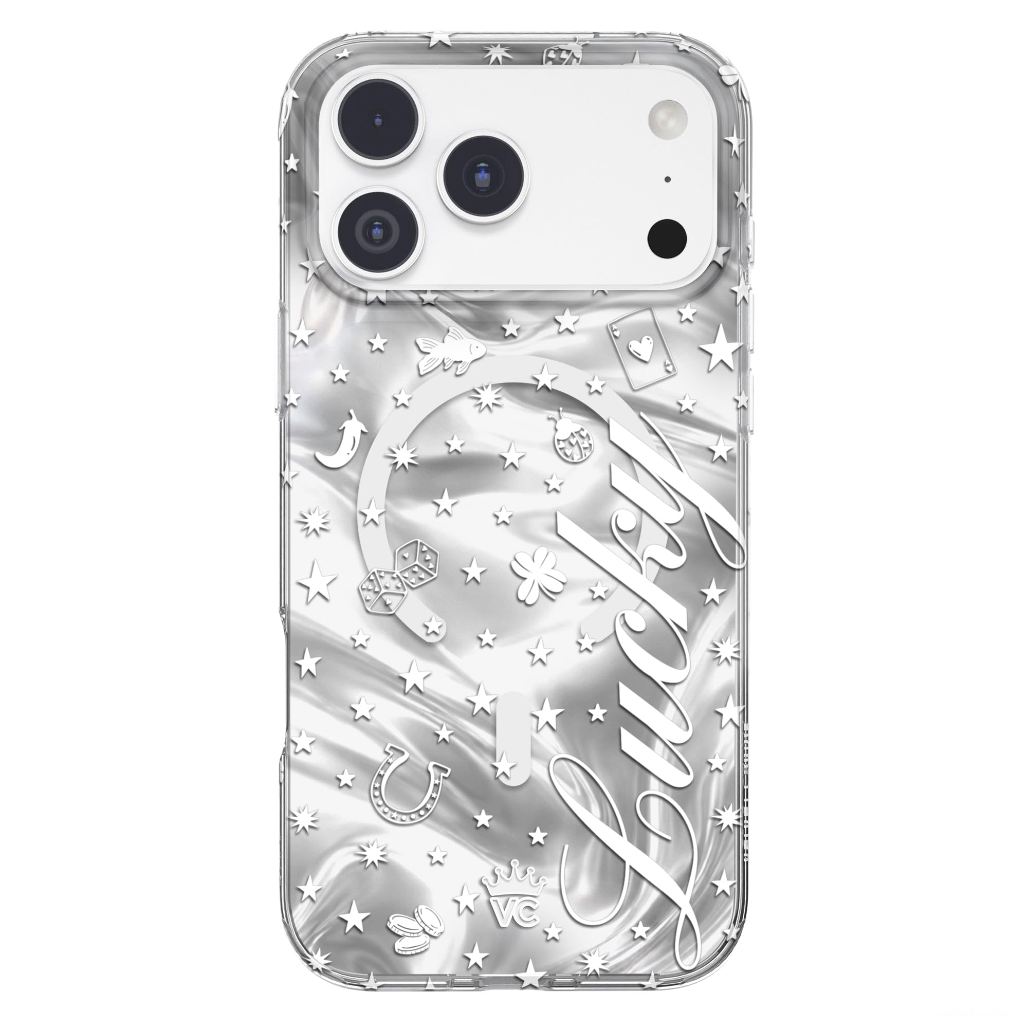 VELVET CAVIAR Case for iPhone 17 Pro Max | Compatible with MagSafe | 10ft Drop Tested | Silver Holographic Phone Cases | Lucky G