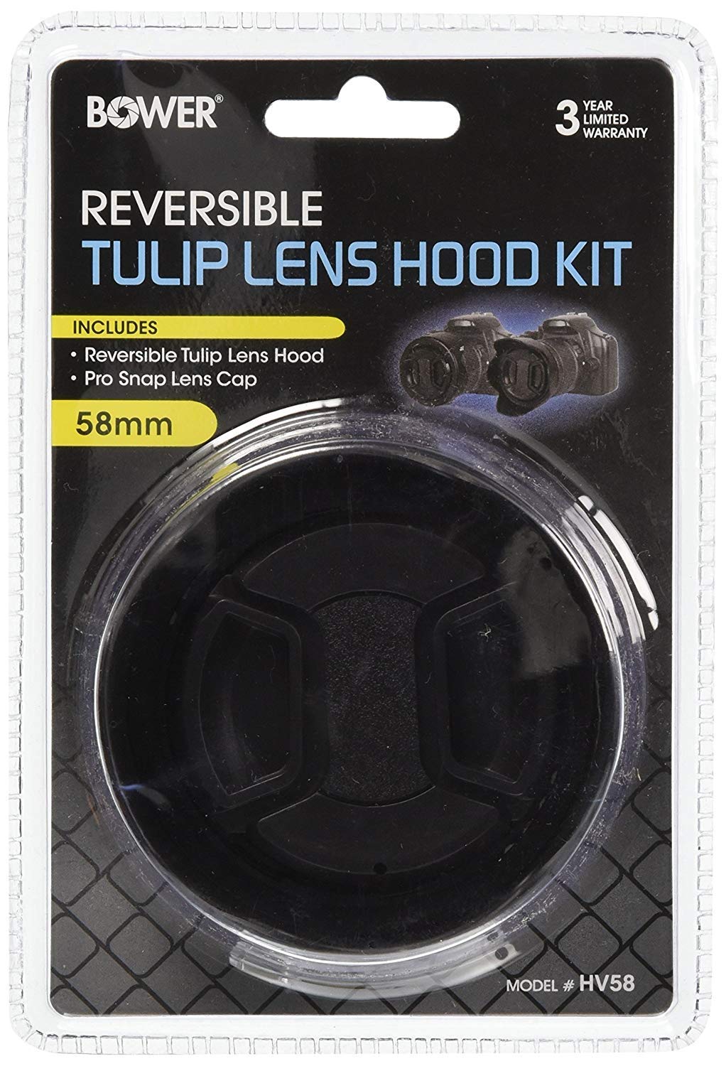 Hakosco Home Appliances & Cameras Wearable Cameras Bower 58 Mm Tulip/Flower Shaped Hood With Lens Cap Hv58, Black