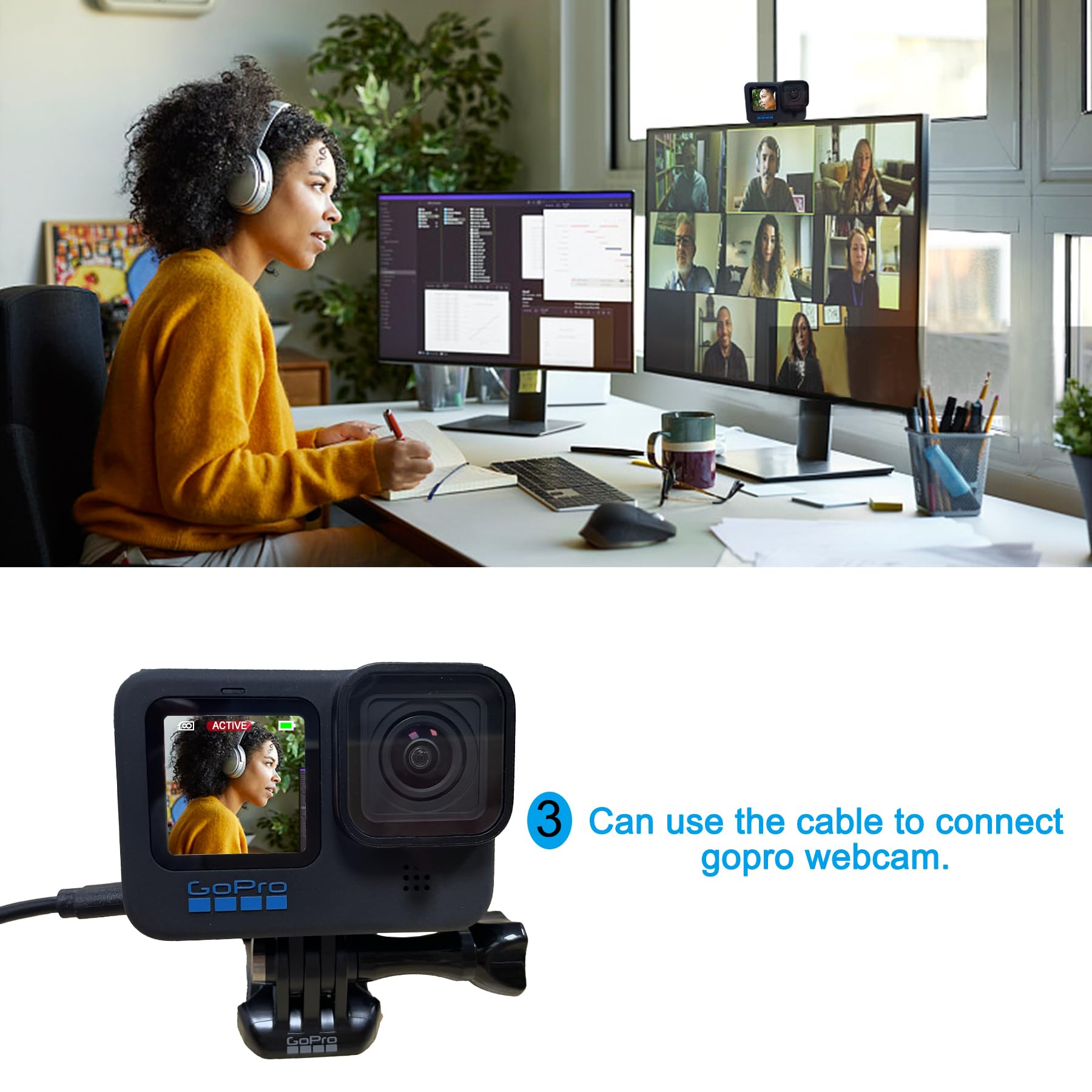 Suptig 2 Pack Charging Cable Compatible With Gopro Hero 13/Hero12/11/10/9/8/7/6/5/Hero Session Gopro Max Charging And Data Sync