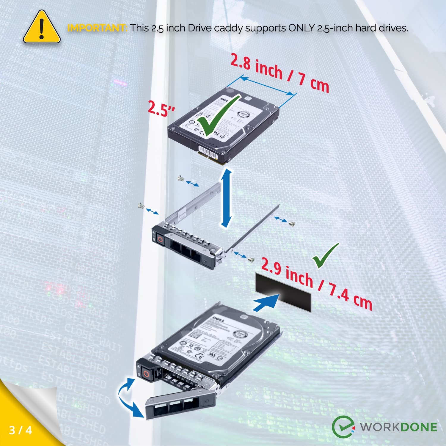 Workdone 12 Pack 2.5'' Drive Caddy   Compatible For Dell Poweredge Servers   14Th Gen R440 R640 R740 R740Xd R840 R940 R6415 R750