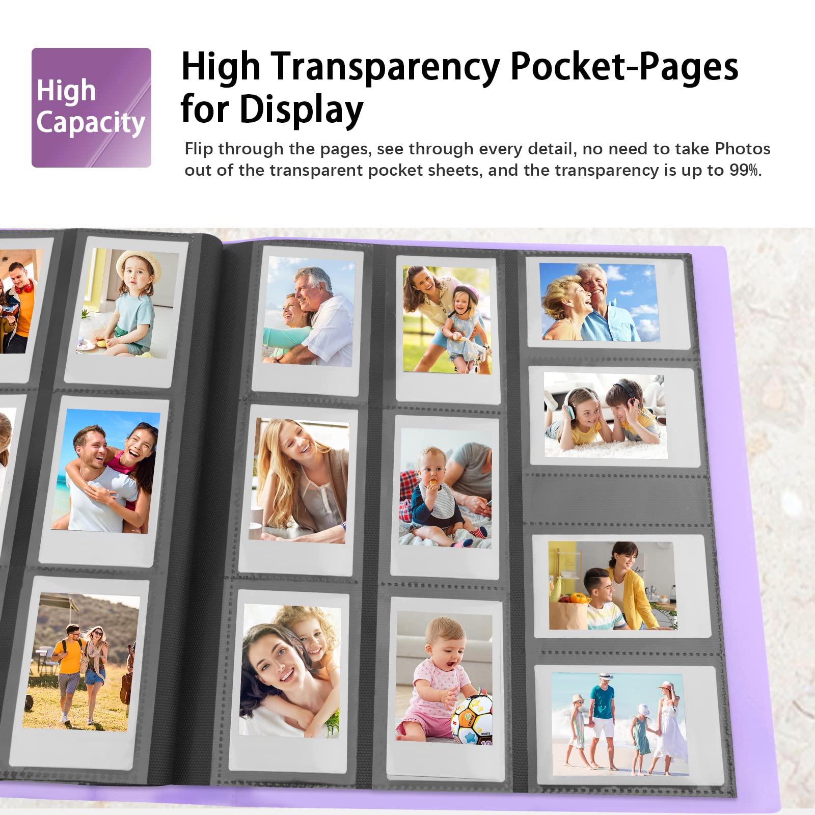560 Pockets Photo Album For Fujifilm Instax Mini Camera, 2X3 Photo Album Book For Fujifilm Instax Mini 1112 9 Evo 90 70 40 8 7 Liplay Instant Camera (Purple)