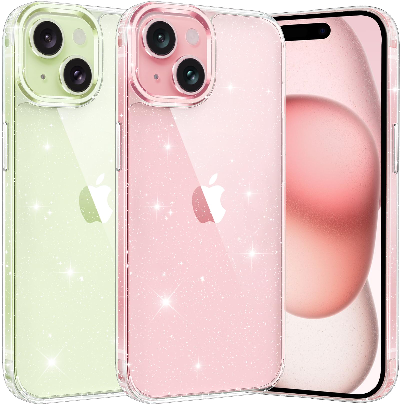 Fntcase For Iphone 15 Plus Phone Case: Bling Sparkle Clear Shockproof Anti Yellowing Slim Phone Cover, Protective Rugged Case Fo