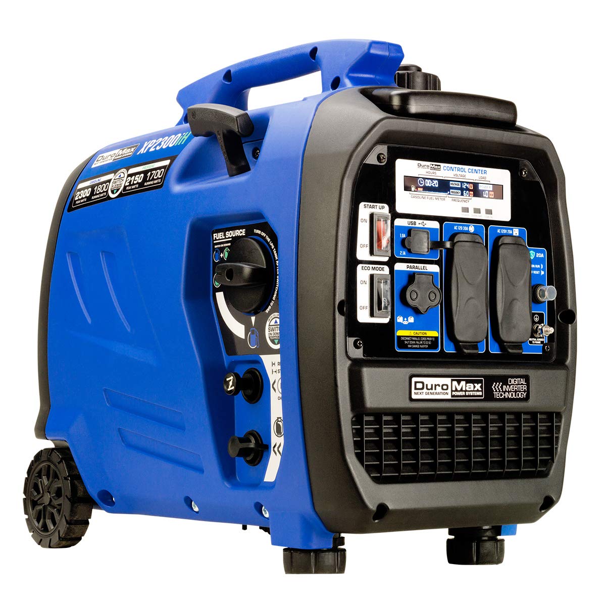 Duromax Xp2300Ih 2300 Watt 80Cc Dual Fuel Digital Inverter Hybrid Portable Generator, Blue