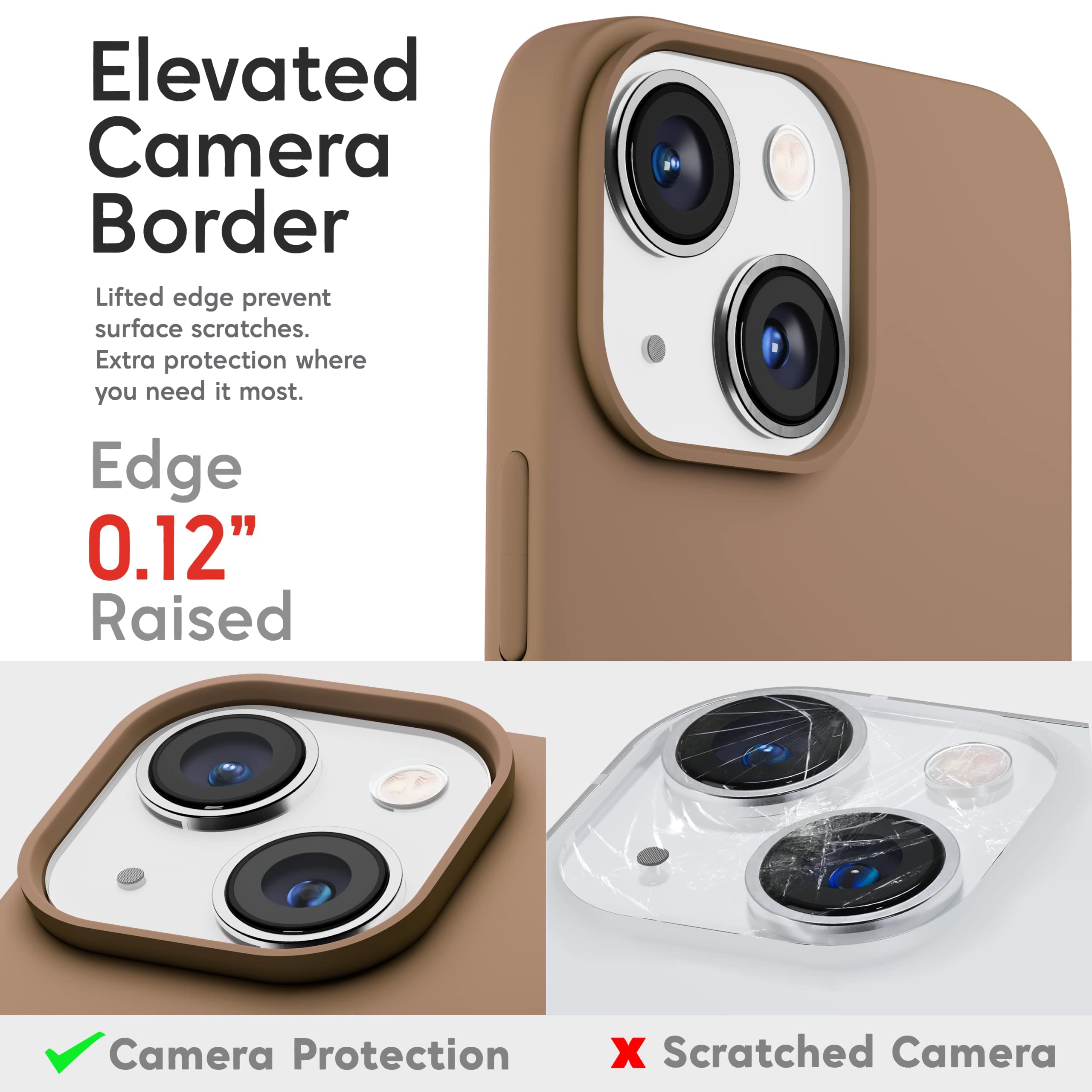 Icesword Iphone 13 Case Milk Tea (2021), Thin Liquid Silicone, Soft Anti Scratch Microfiber Cloth, Matte Light Brown Beige Warm
