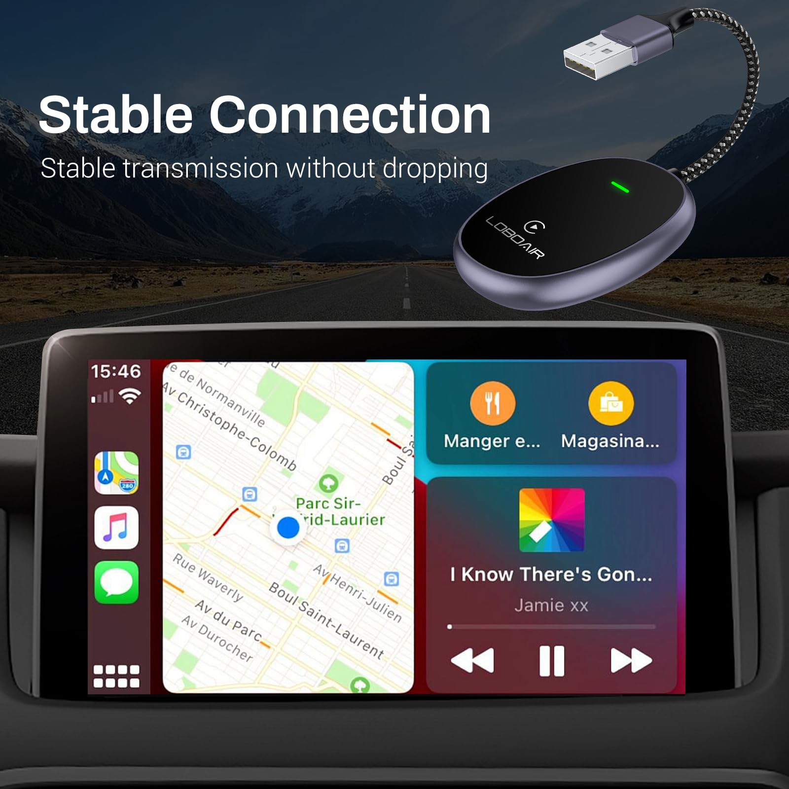 Wireless Carplay Adapter, Upgrade Plug & Play Adapter For Easy Use & Low Latency, Compatible Ios 10+ And Wired Carplay System. (