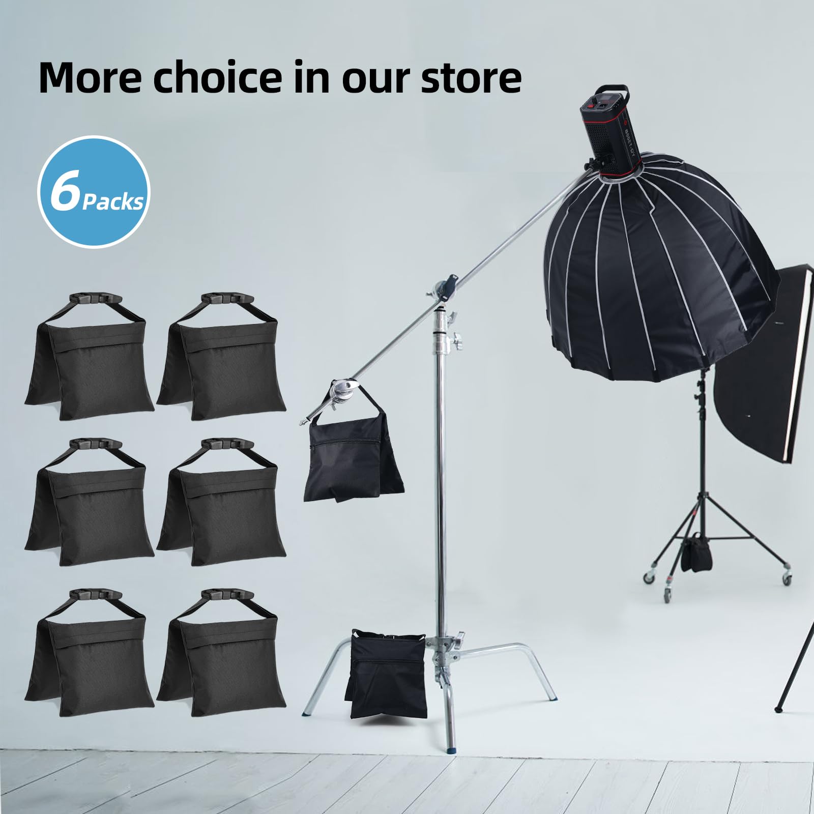 Ifkdnr 6 Packs Sandbags, Heavy Duty Sand Bags With 12 Pe Bags, Sand Bags With Buckle Straps For Support Light Stand, C Stand, Li