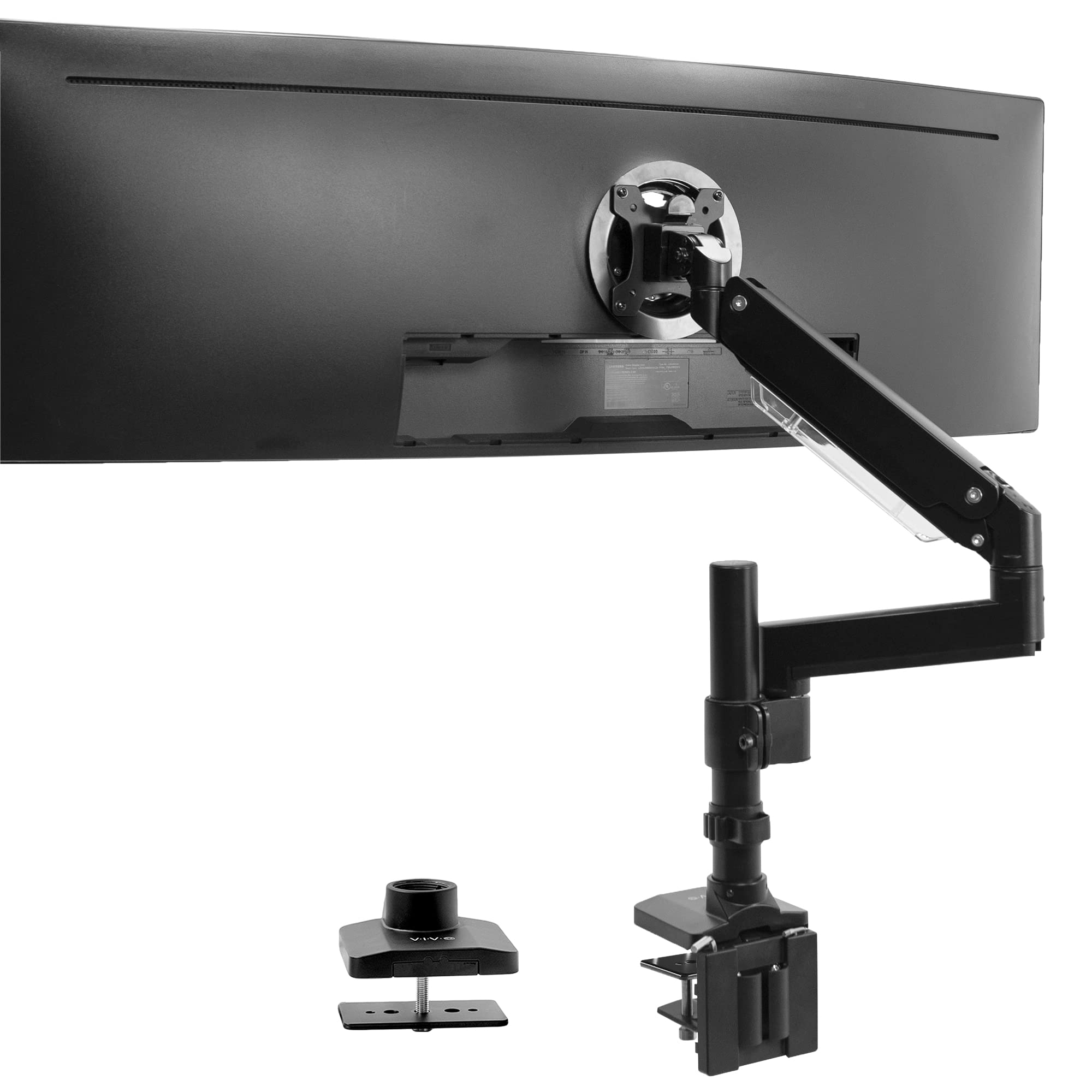 VIVO Premium Aluminum Tall Extended Monitor Arm for Ultrawide Monitors up to 49 inches and 33 lbs, Single Desk Mount Stand, Pneumatic Height Adjusting, Max VESA 100x100, Black, STAND V101GT