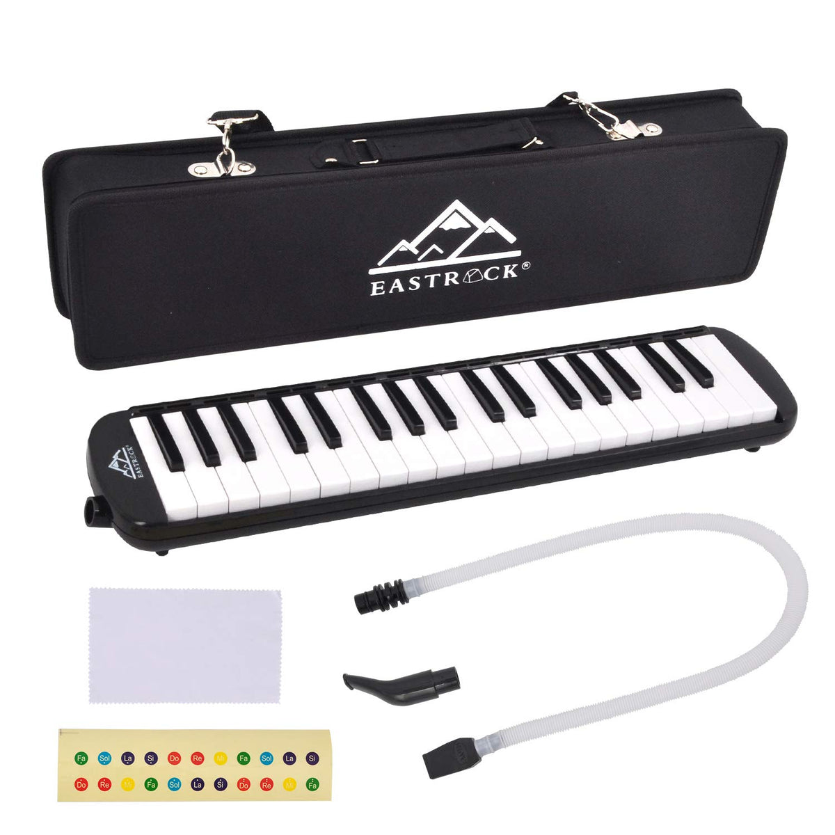 Eastrock 37 Key Melodica Instrument, Air Piano Keyboard Soprano Style,Pianica With Mouthpiece Tube Sets And Carrying Bag, Black