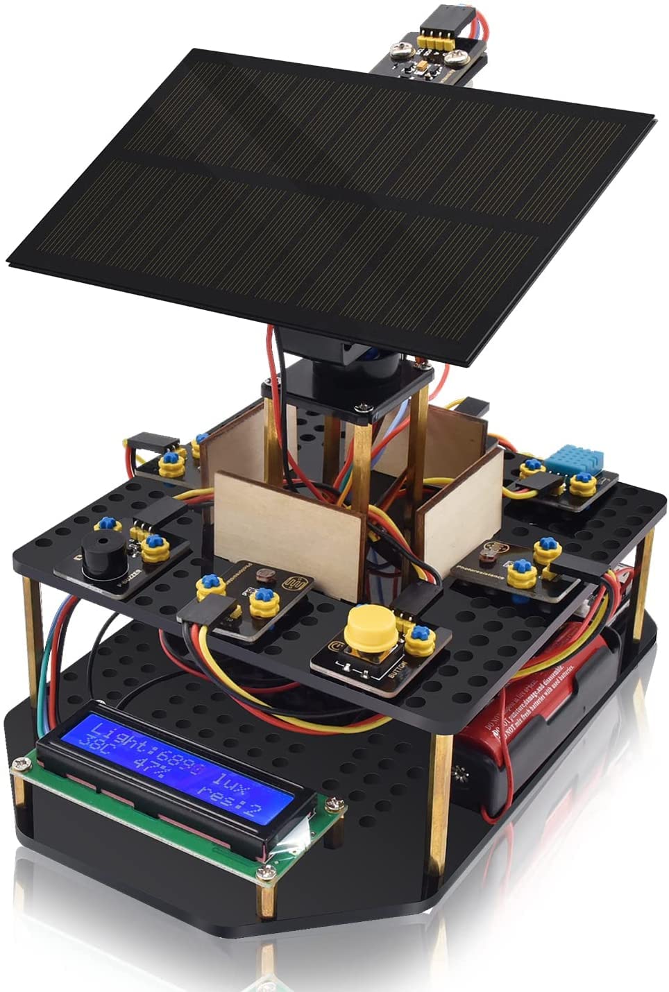 KEYESTUDIO DIY Solar Tracking Electronic Kit for Arduino,Smart Phone Charging Module,Temperature and Humidity Sensor,BH1750 Ligh