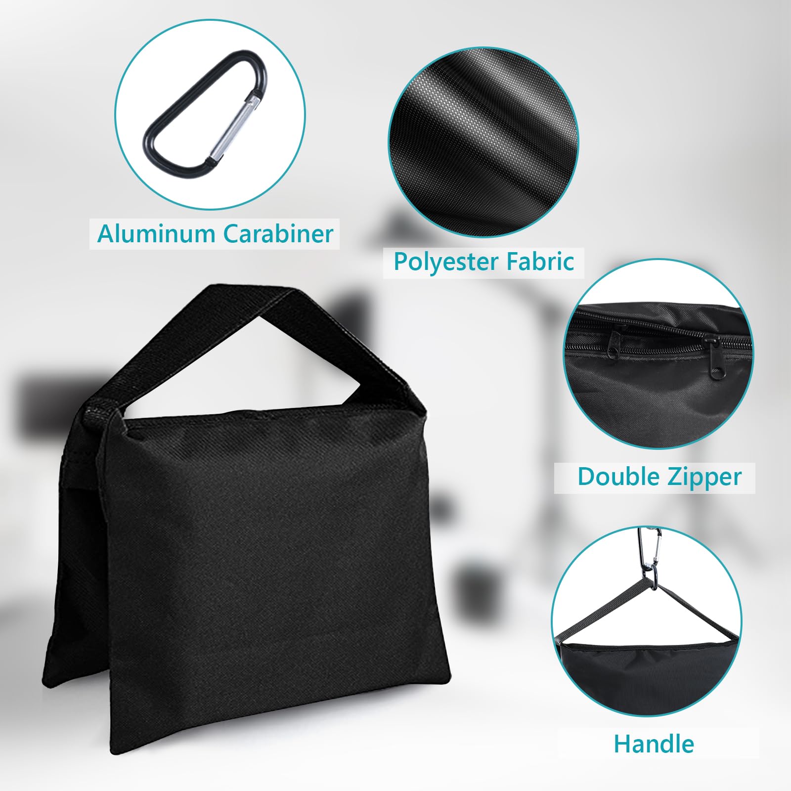 Abccanopy Photography Sandbag For Video Stand, Heavy Duty Weight Bags For Light Tripod, Camping Chair, 4 Packs (Black)