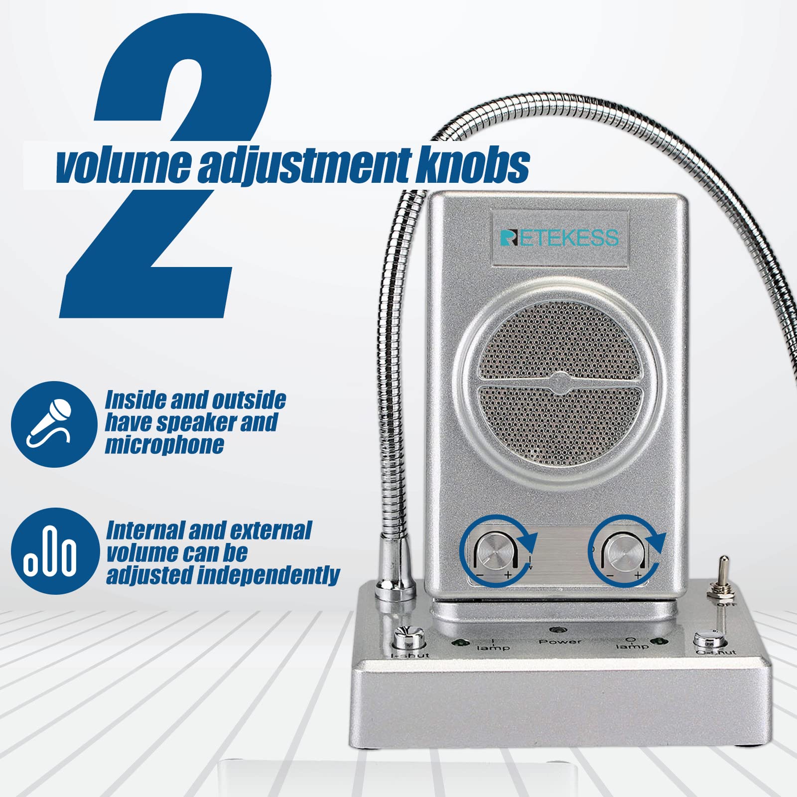 Retekess Tw102 Window Intercom,8M Cable With Loud Outer Speaker, Window Speaker,Connect Wireless Mic,Intercom System For Hotel,S