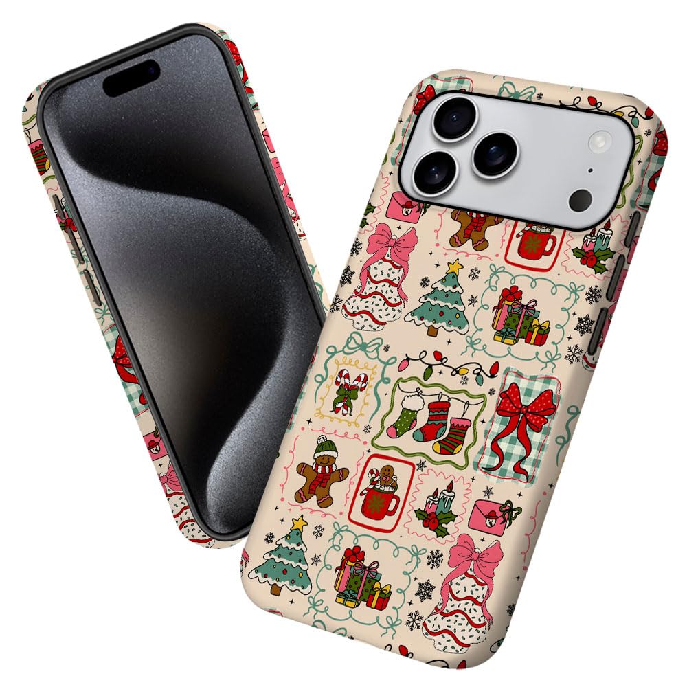 Case for iPhone 17 Pro Max,Christmas Tree Gingerbread Man Phone Case Military-Grade Drop Protection Cover for Women Girl - Frost
